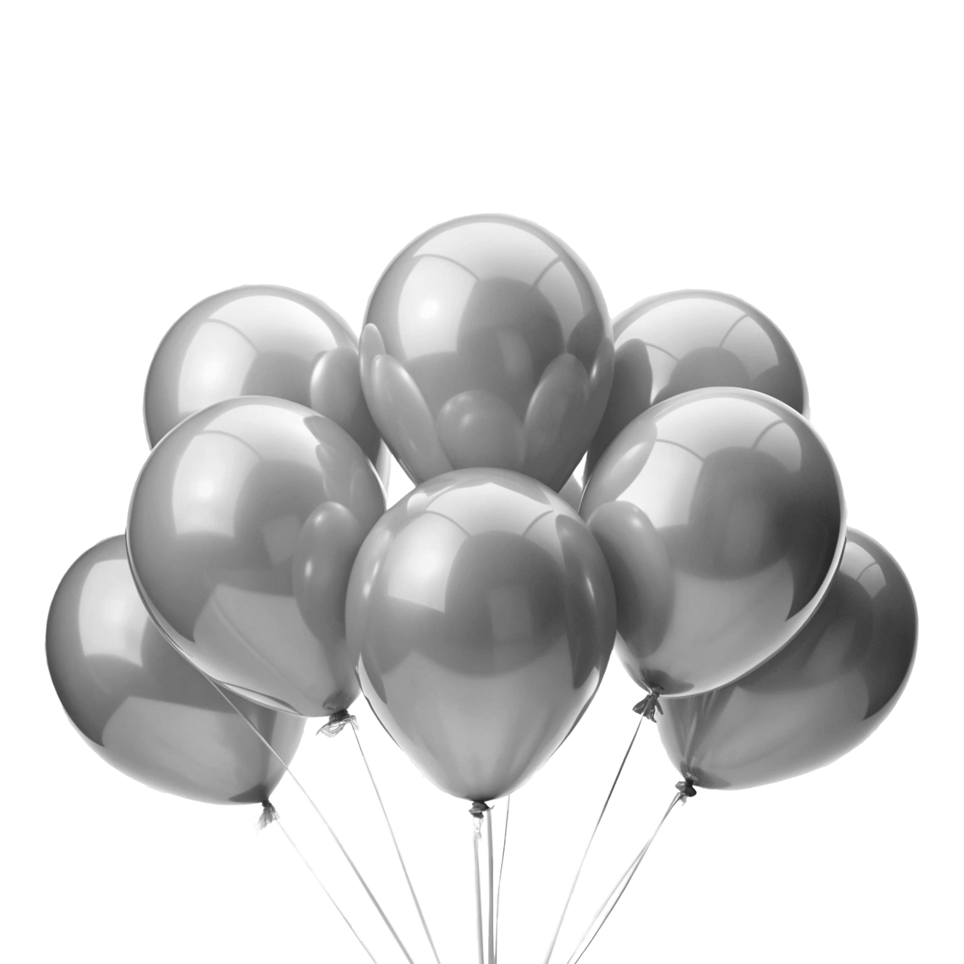 Metallic Balloons - Silver (12'' inflated, Pack of 6)