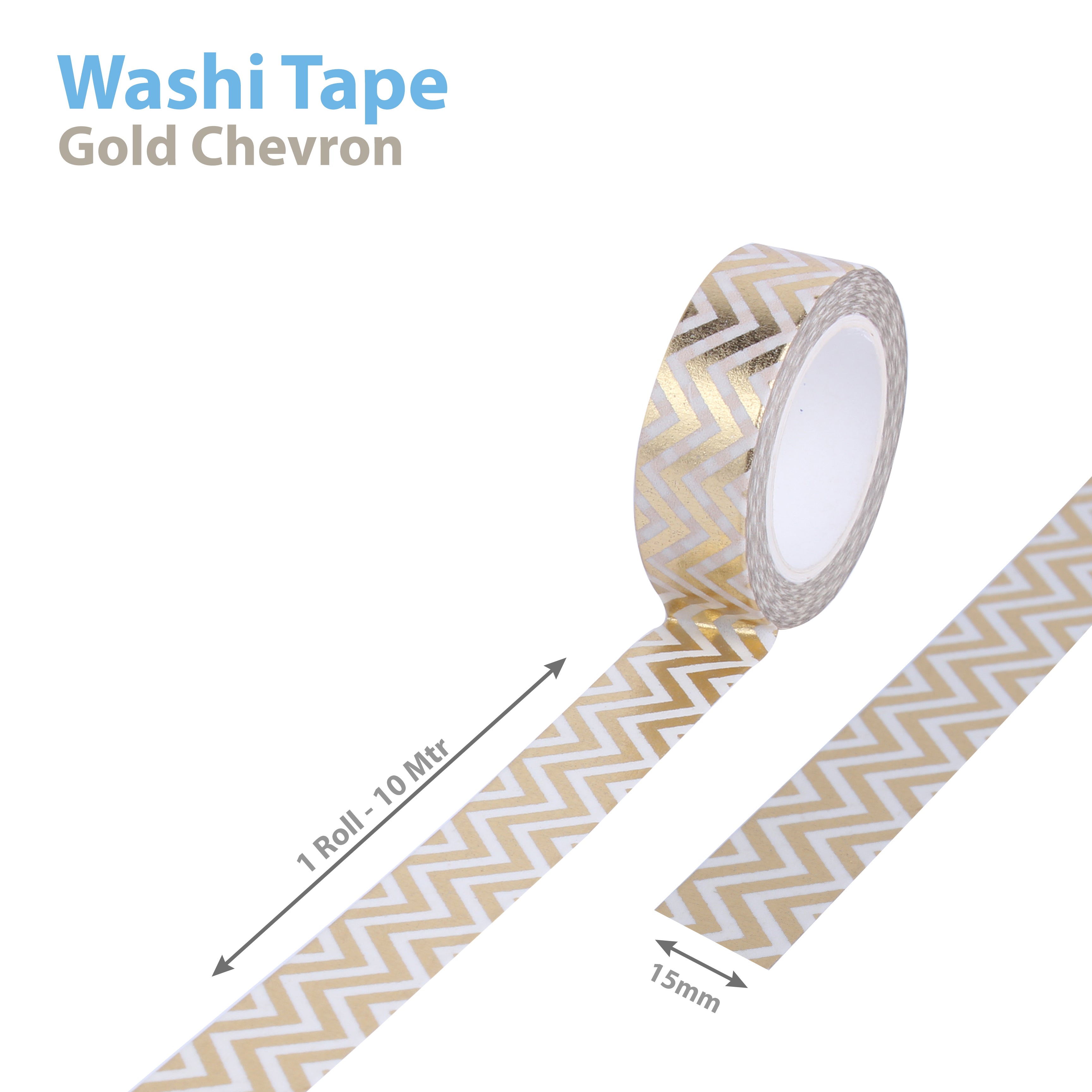 Washi Tape - Golden Chevron, 15mmx10m 1pc