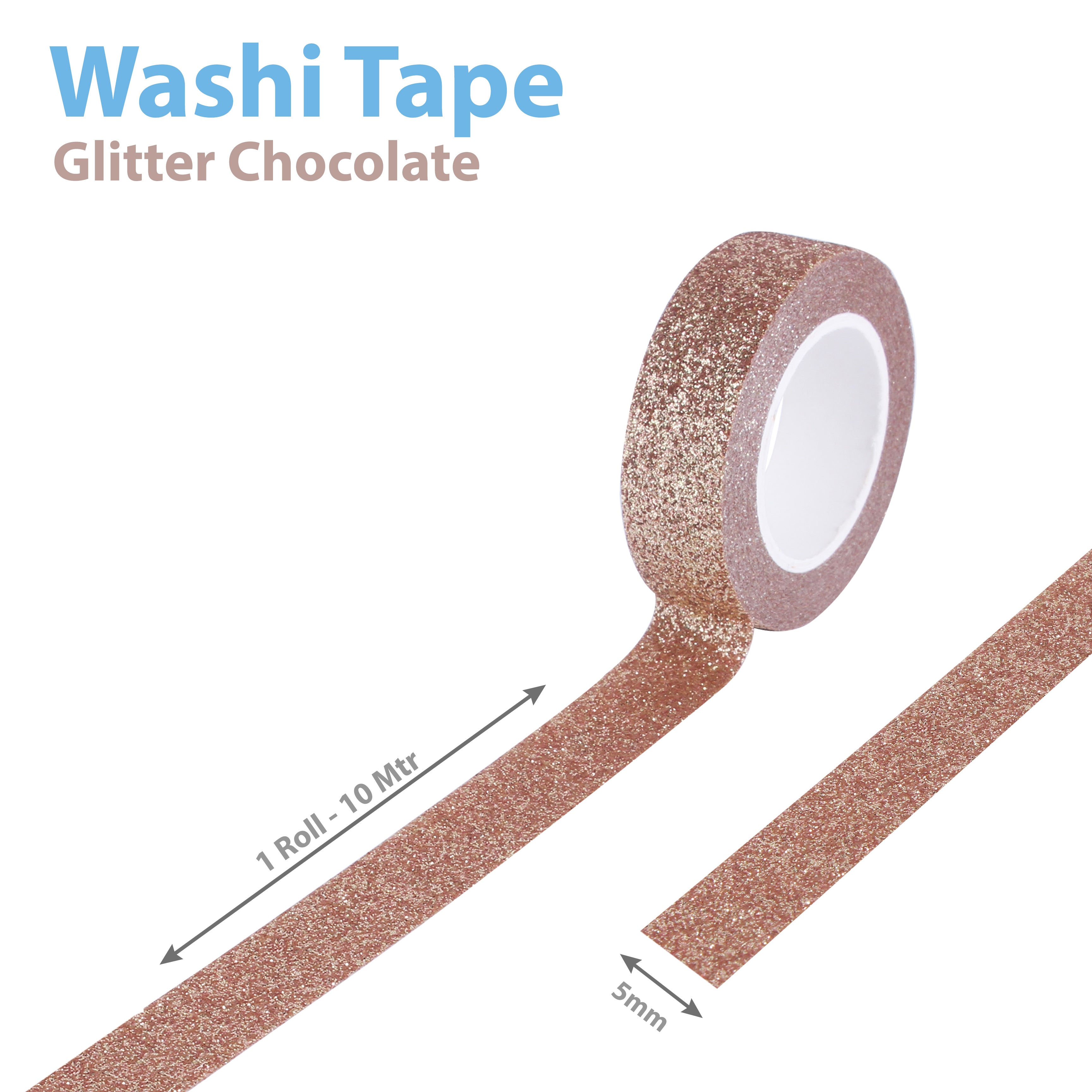 Washi Tape- Chocolate Glitter, 15mm x 5mtr