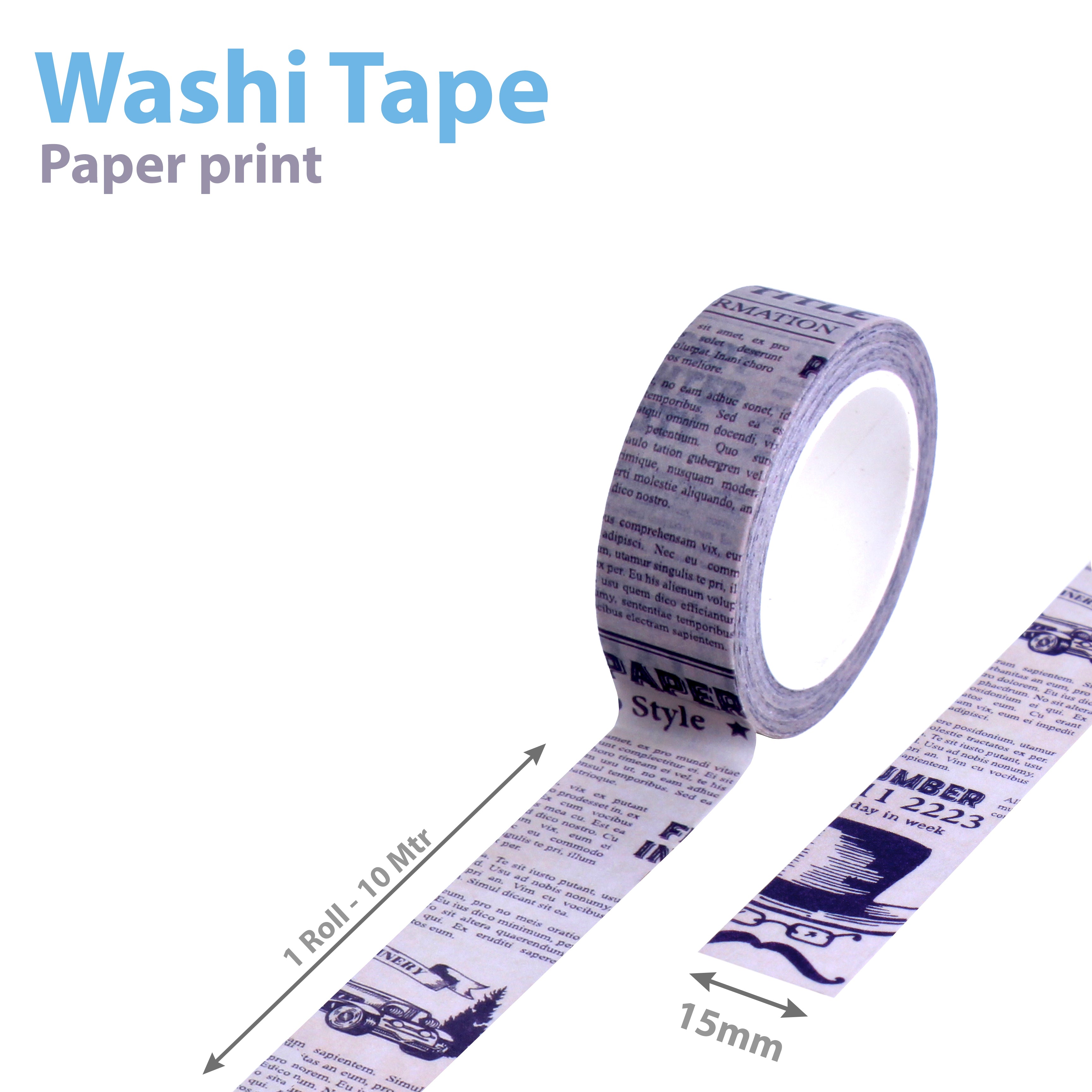 Washi Tape Paper Print 15mmx10Mtr 1Roll
