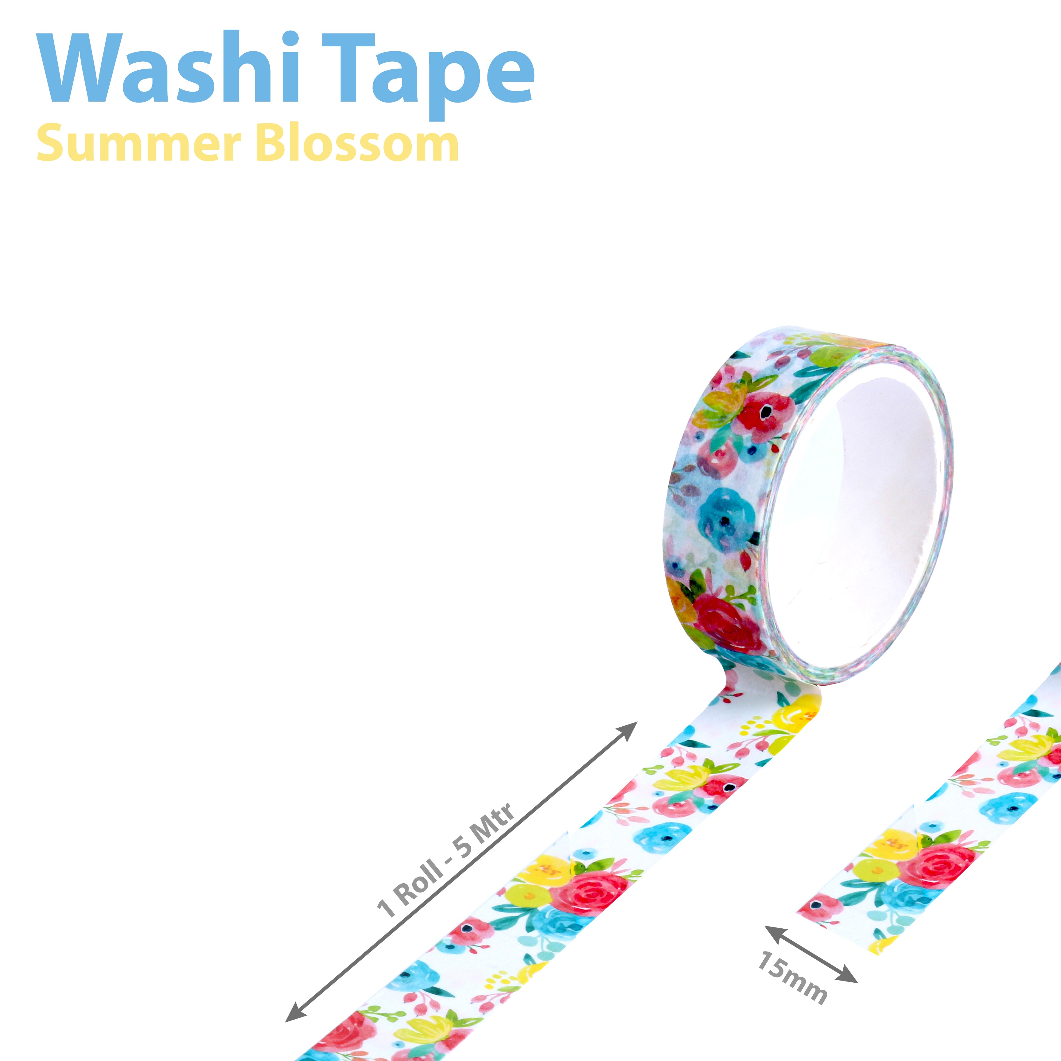 Washi Tape Summer Blossom 15mmx5Mtr 1Roll