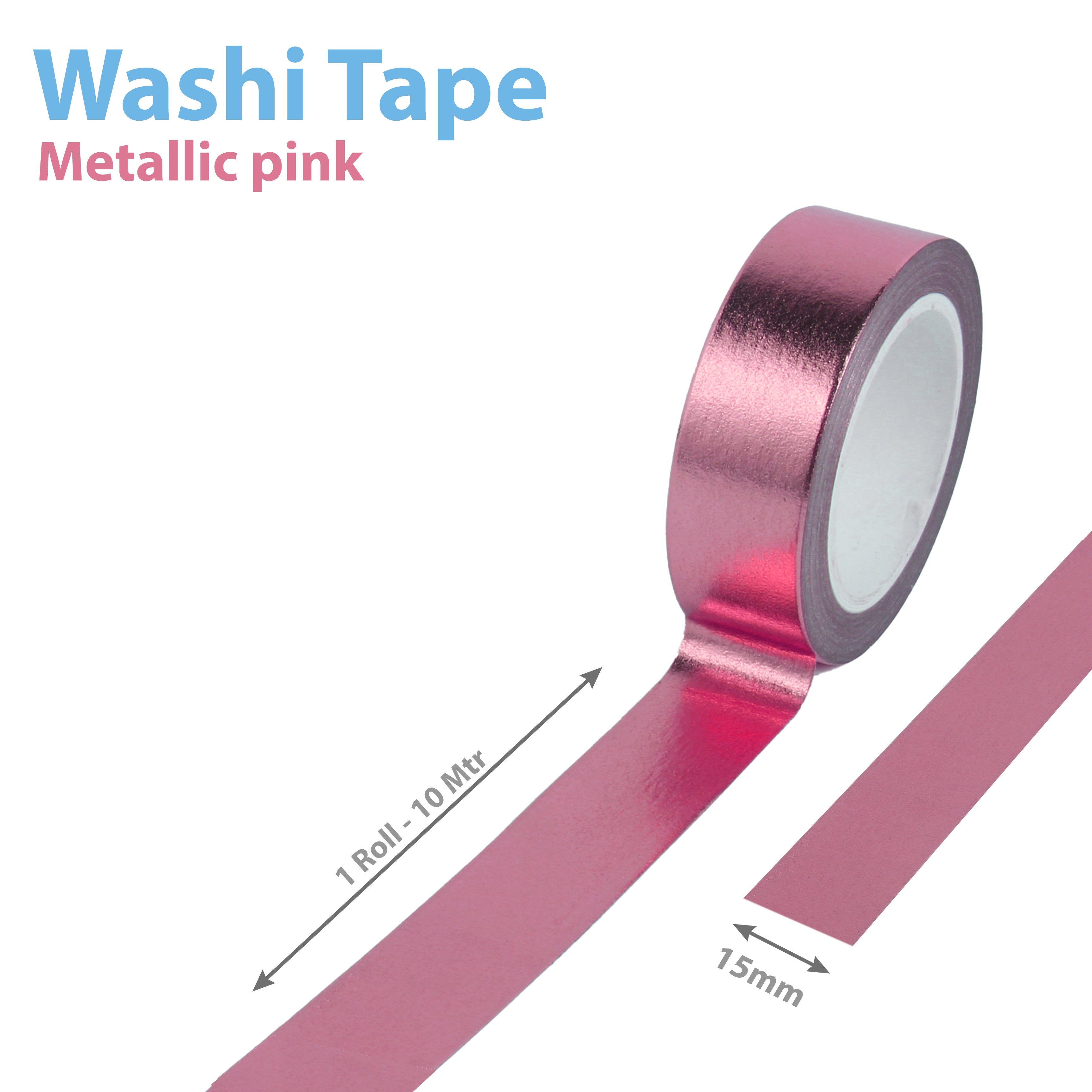 Washi Tape Metallic Pink 15mmx10Mtr 1Roll