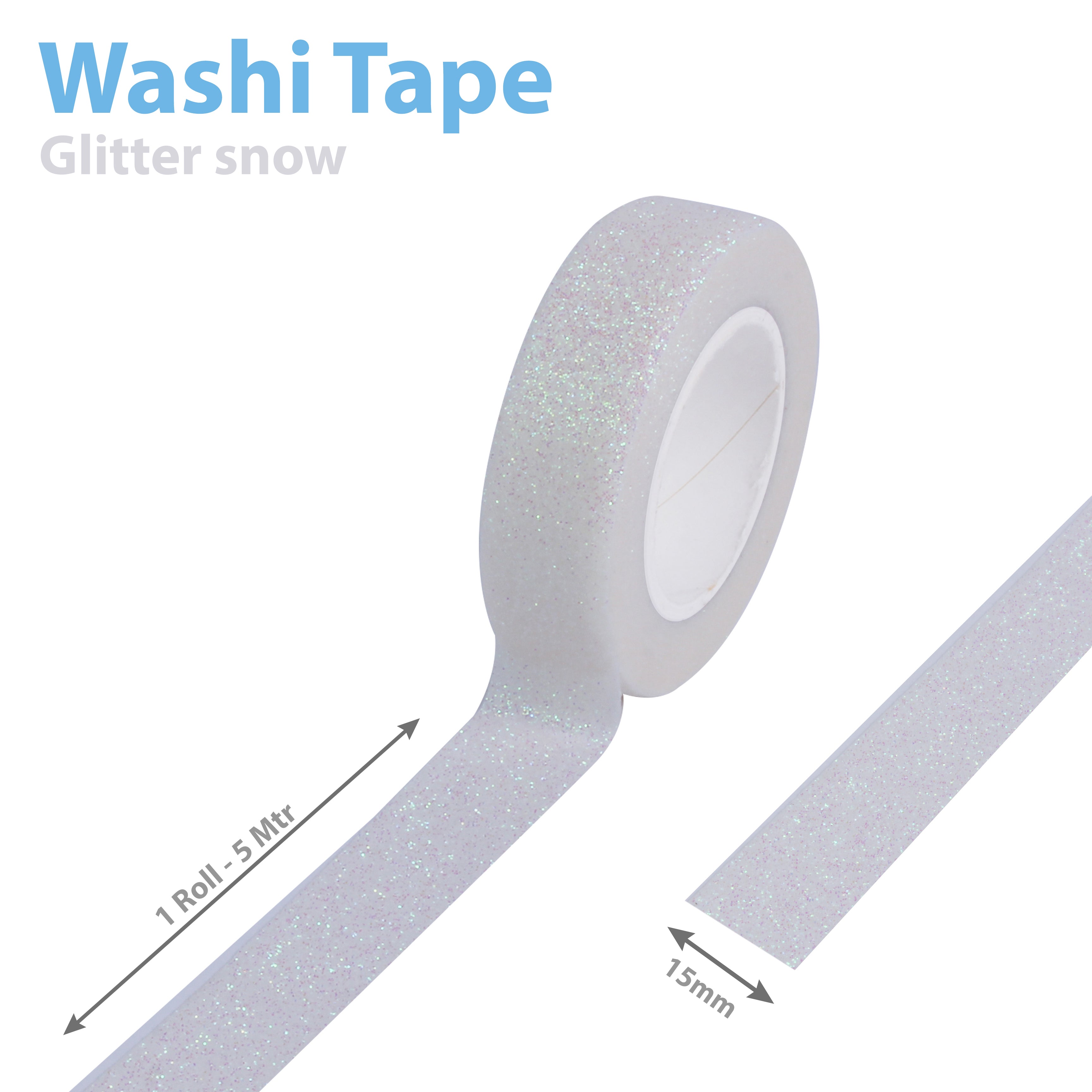 Washi Tape Glitter Snow 15mmx5Mtr 1Roll