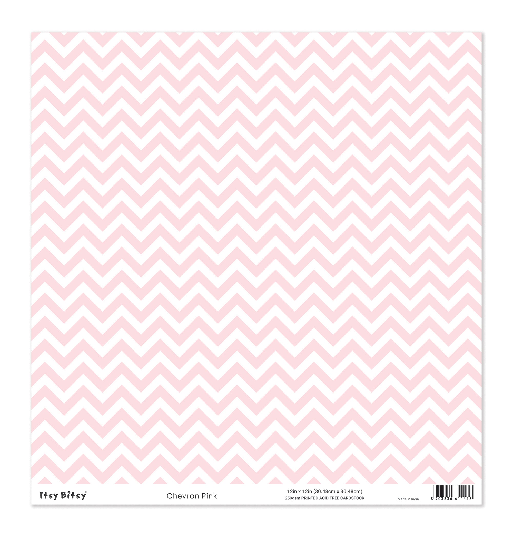 Printed Cardstock |  12 X 12inch |  Chevron Pink | 250gsm | 1Sheet