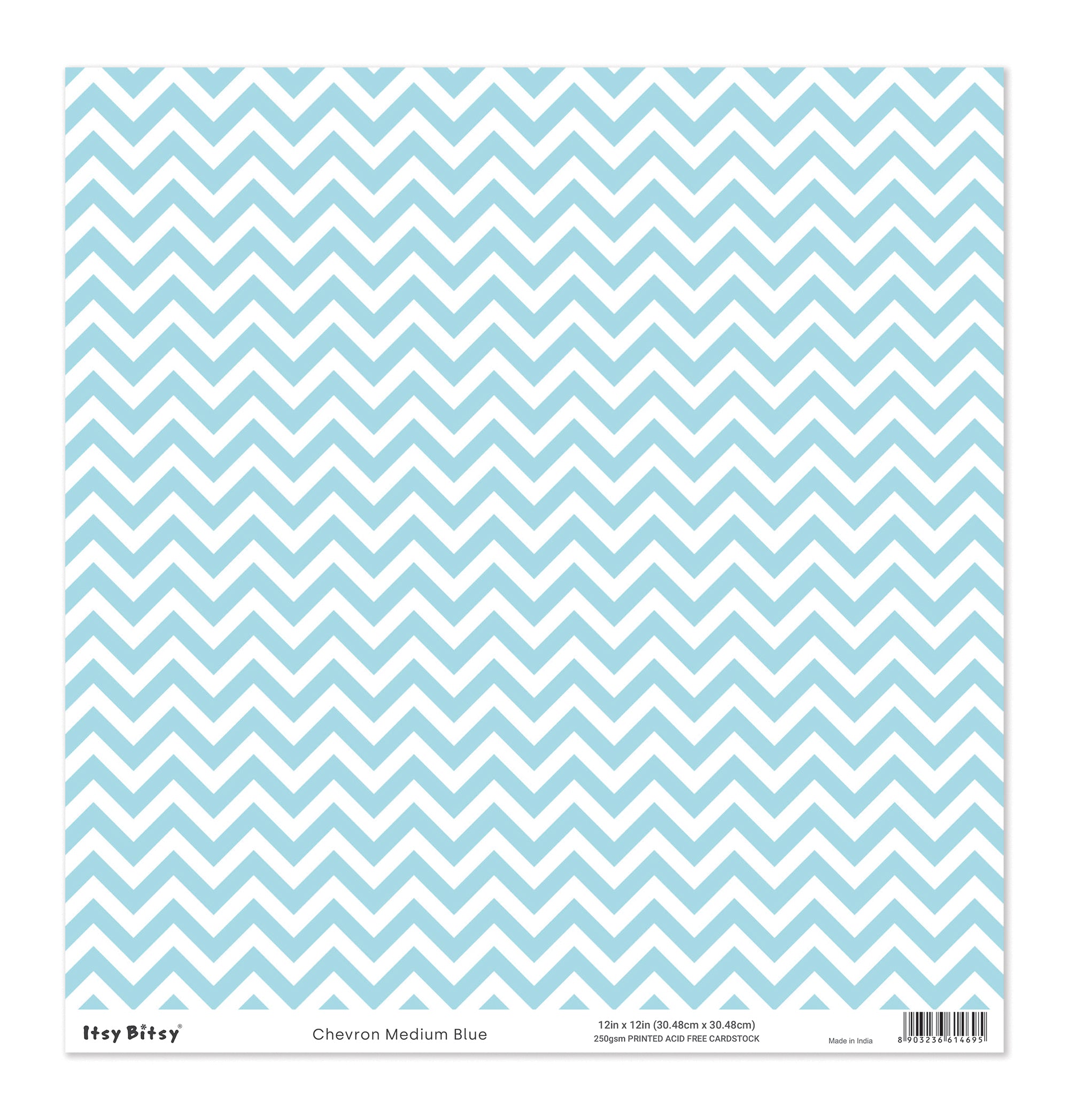 Printed Cardstock |  12 X 12inch |  Chevron Medium Blue | 250gsm | 1Sheet
