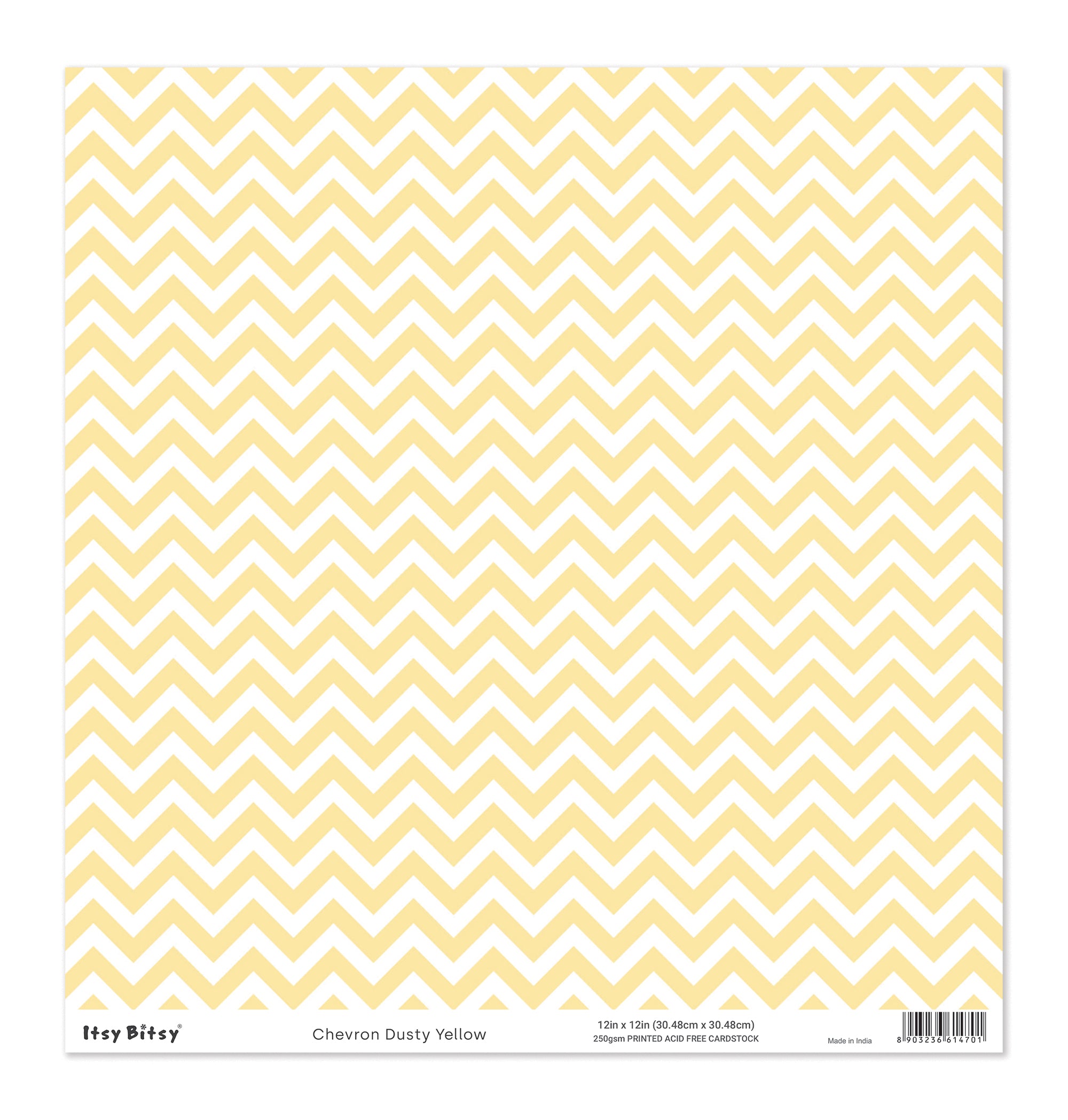 Printed Cardstock |  12 X 12inch |  Chevron Dusty Yellow | 250gsm | 1Sheet