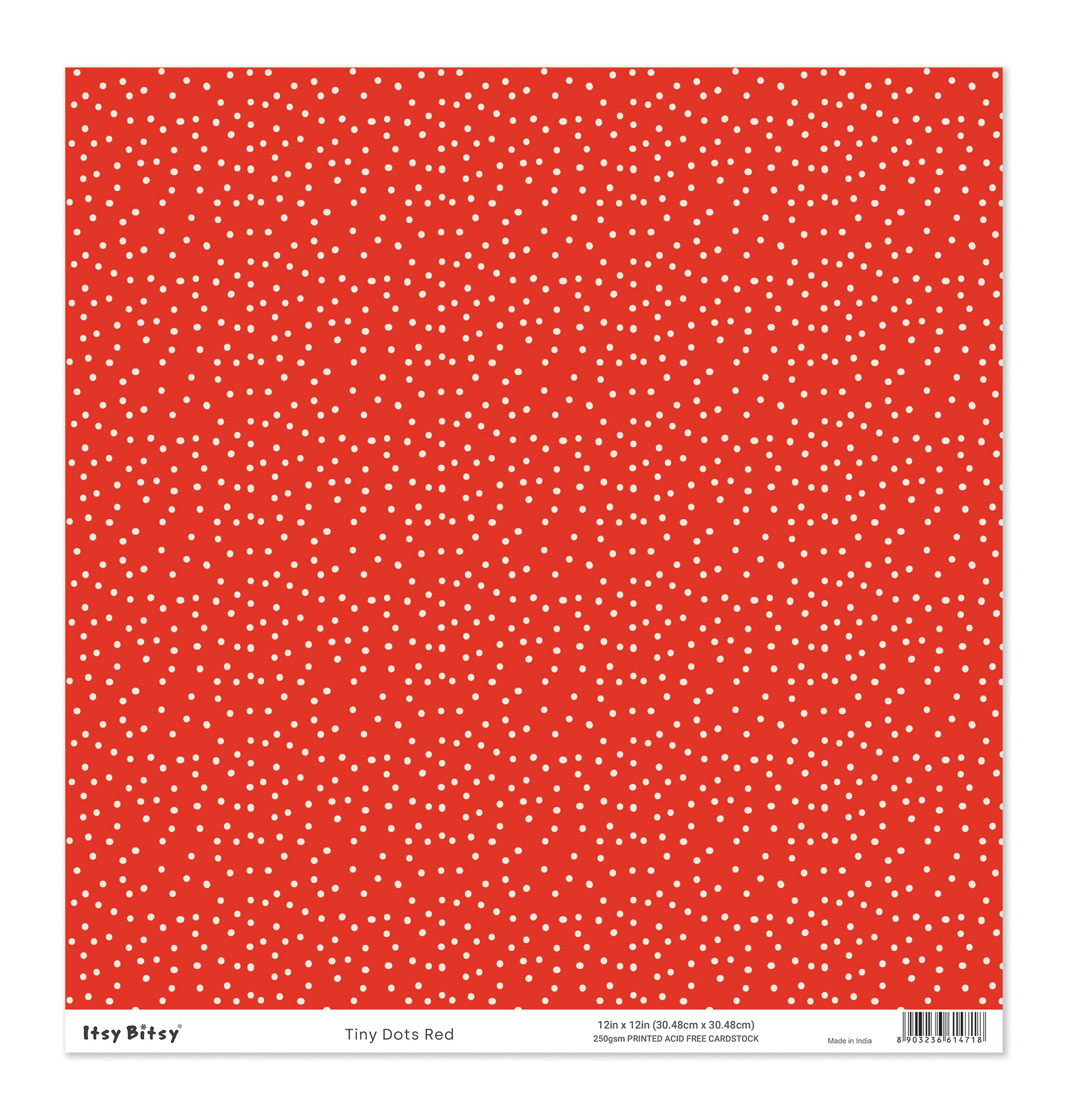 Printed Cardstock |  12 X 12inch |  Tiny Dots Red | 250gsm | 1Sheet