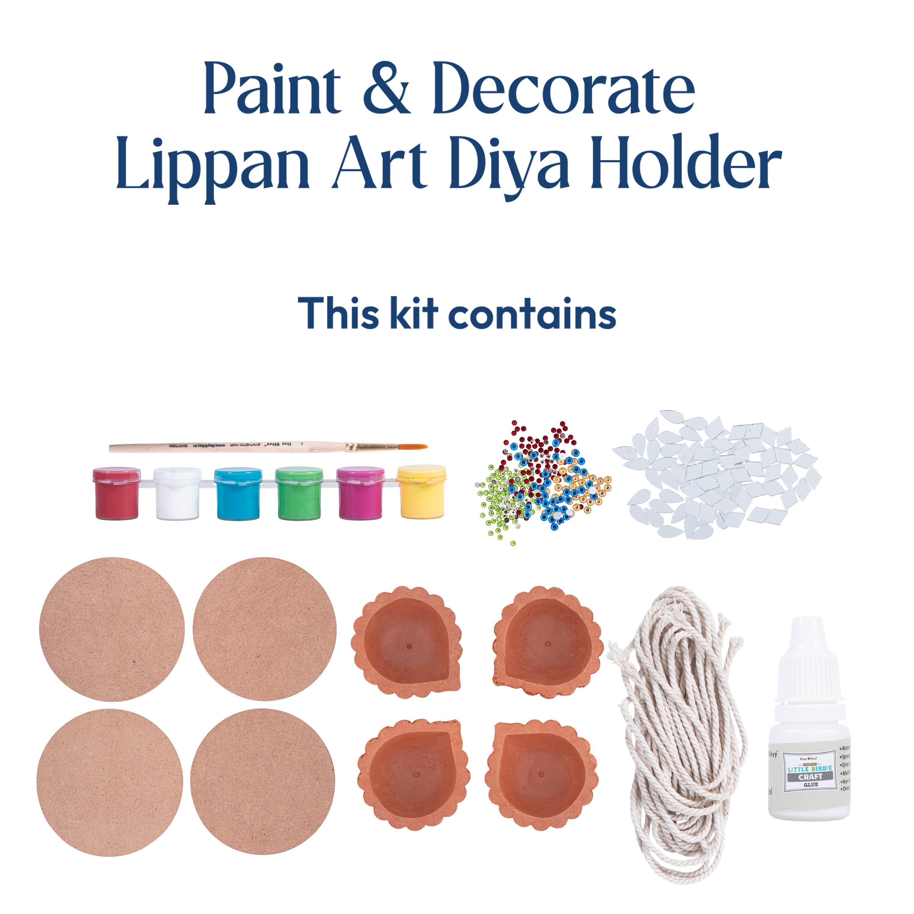 DIY Paint & Decorate Lippan Art Diya Holder 1Kit