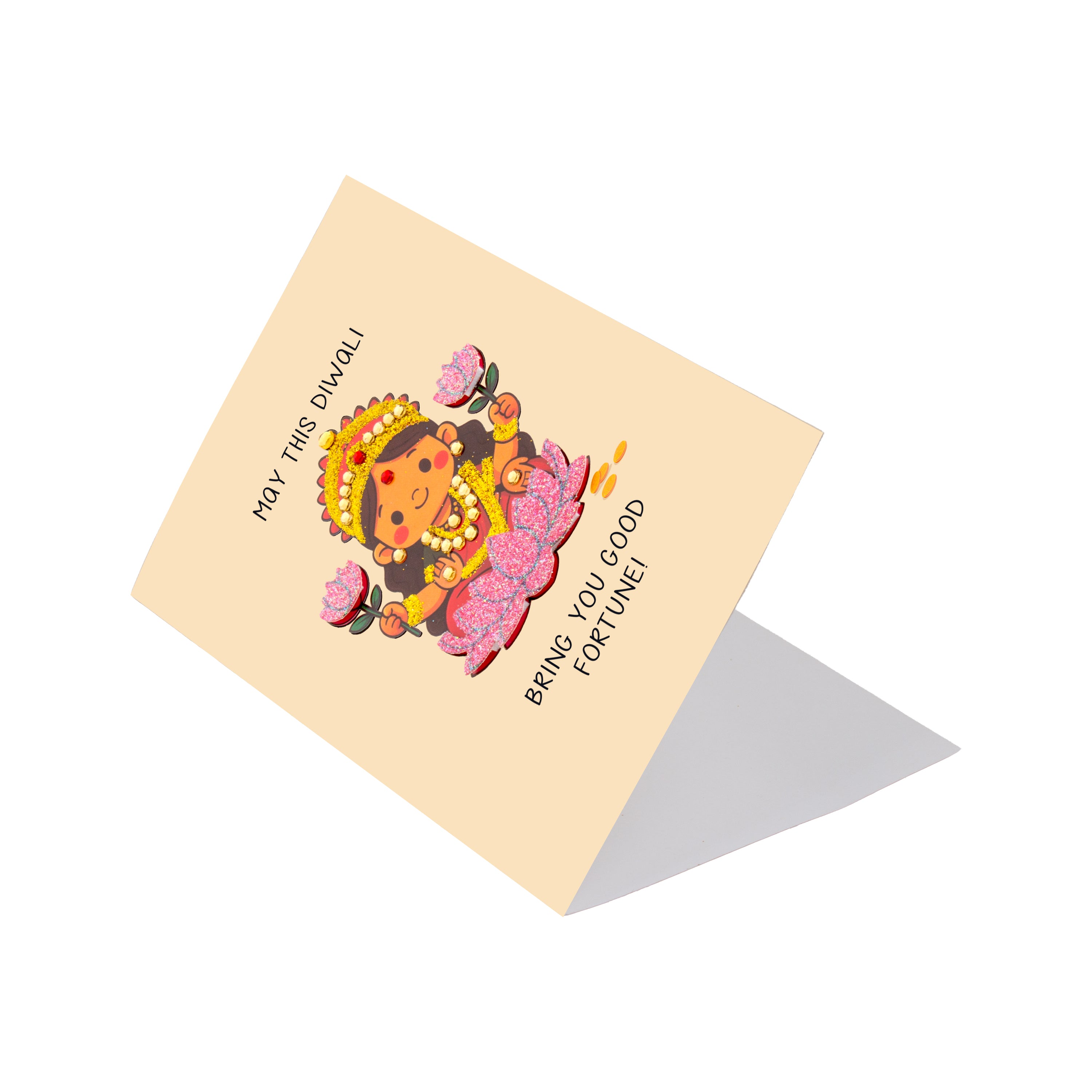 Diwali Greeting Card & Envelope Good Fortune 4 x 6 inch 2pc