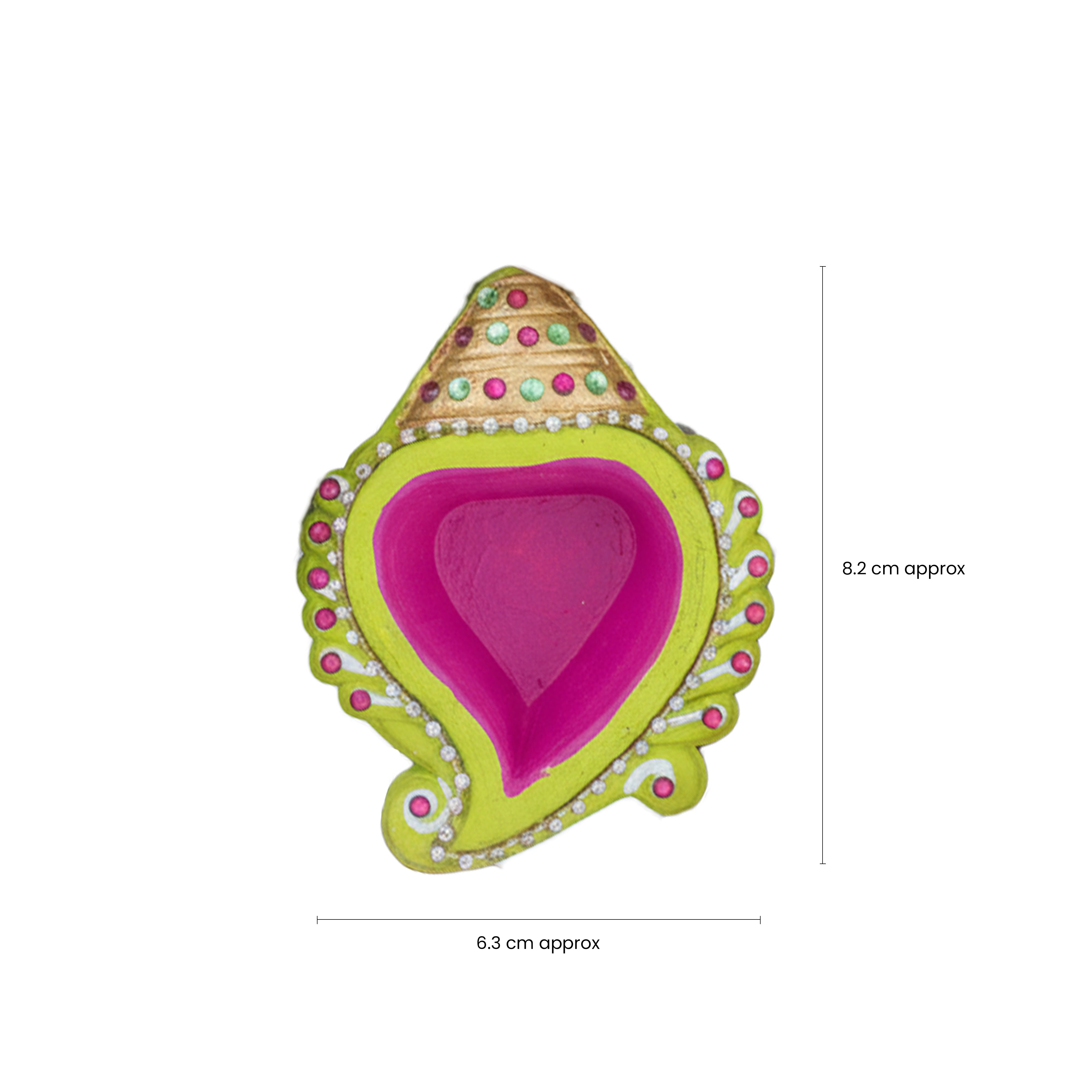 Decorated Terracotta Diya Traditional Shell Pink & Yellow 4pc