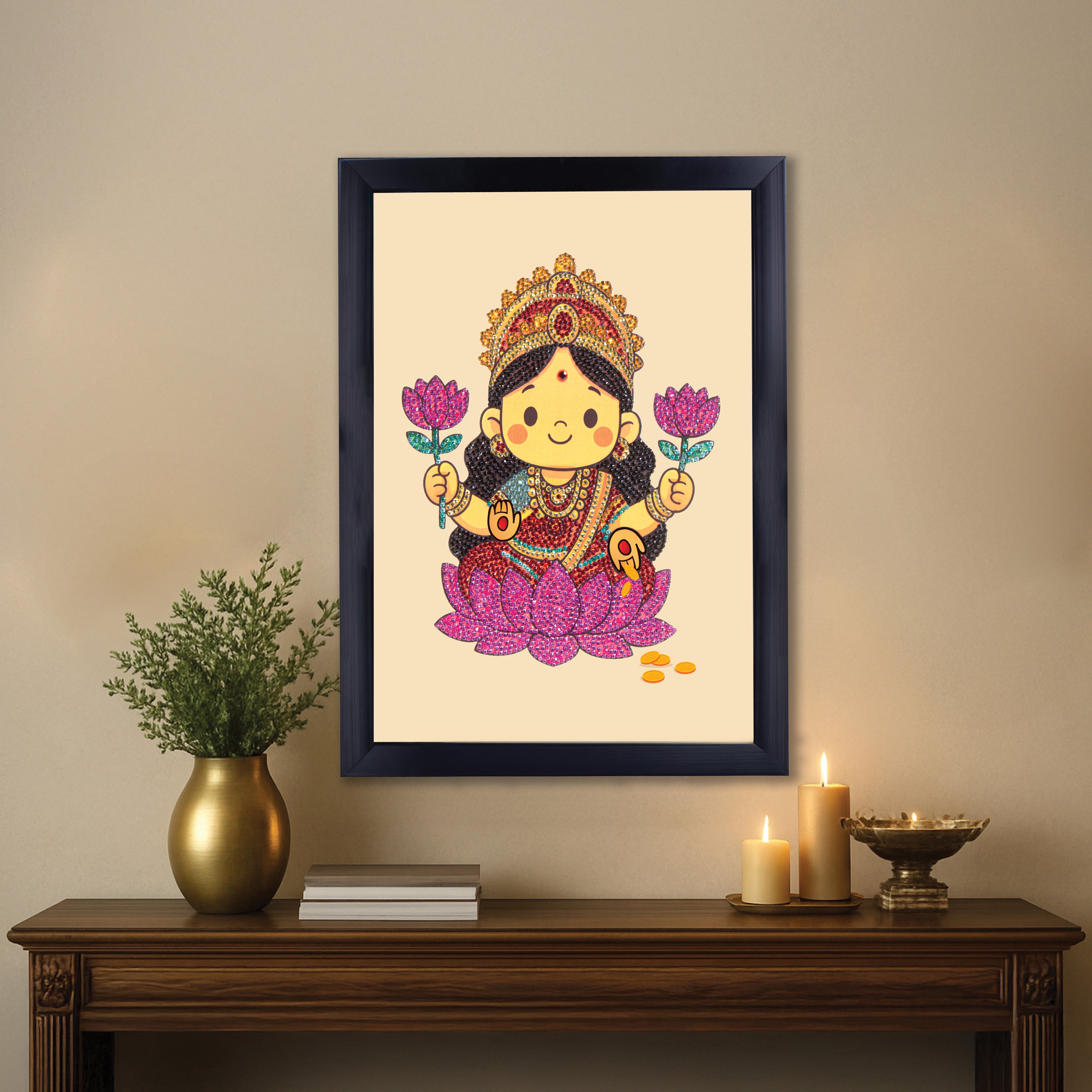 DIY Diamond Painting Kit with frame Adorable Goddess Lakshmi Box