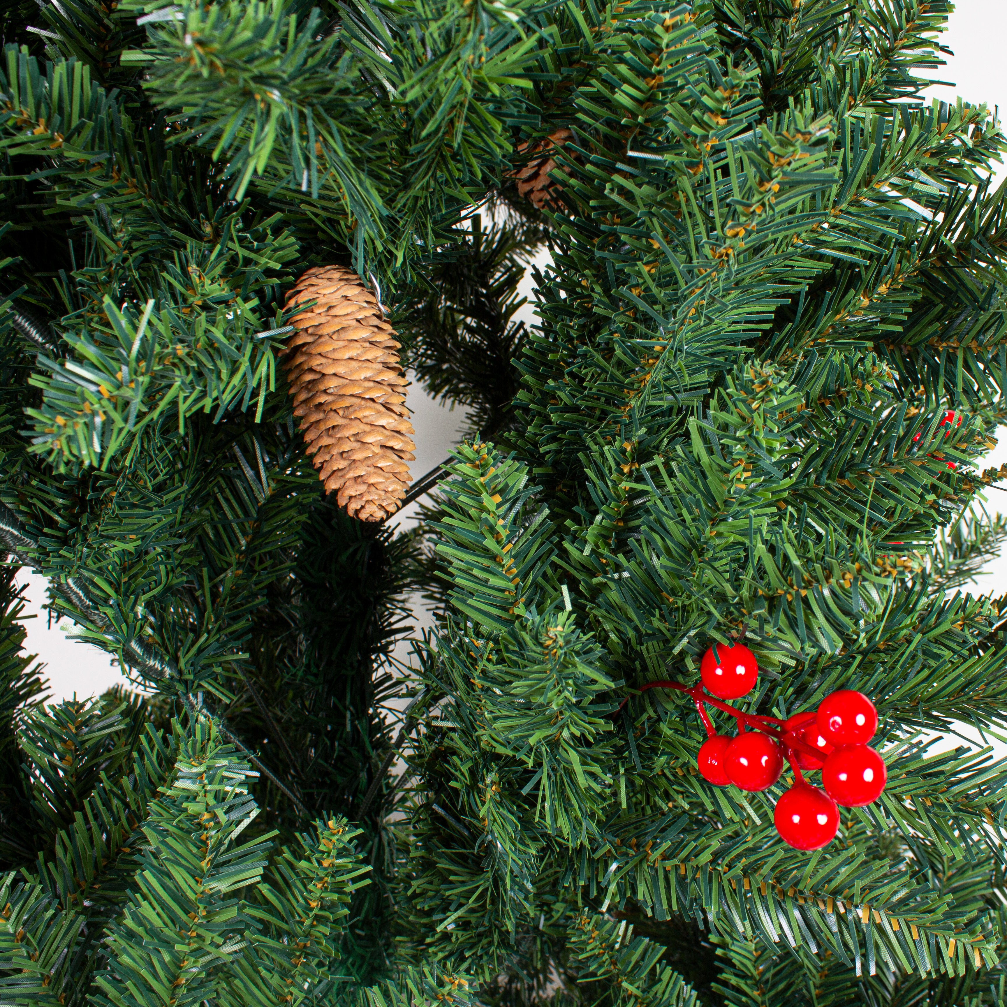 Christmas Premium Tree with Metal Stand Pine Cones & Red Berries 6 Ft (180cm) 1pc Box