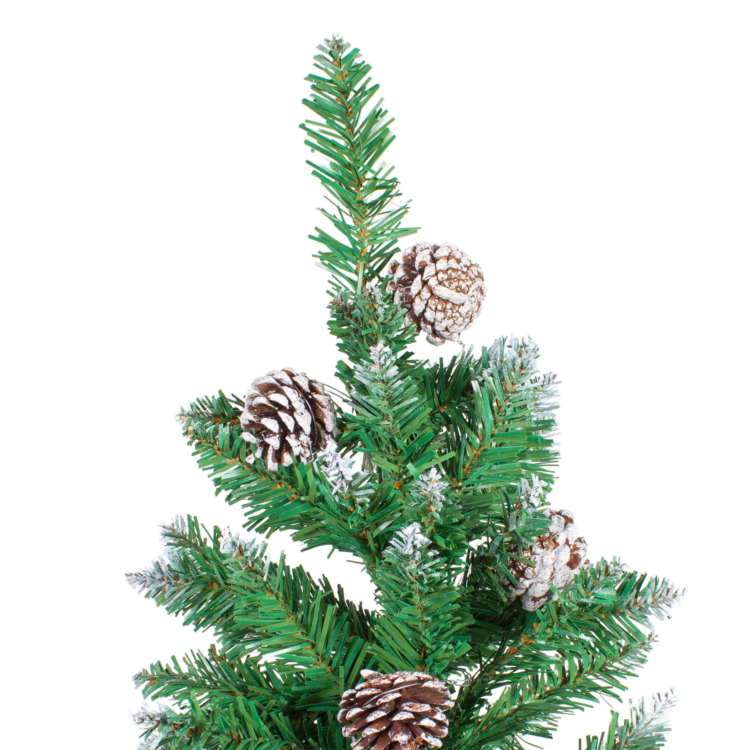 Frosted Christmas Tree with Metal Stand & Pine Cones 6 Ft (180cm) 1pc Box