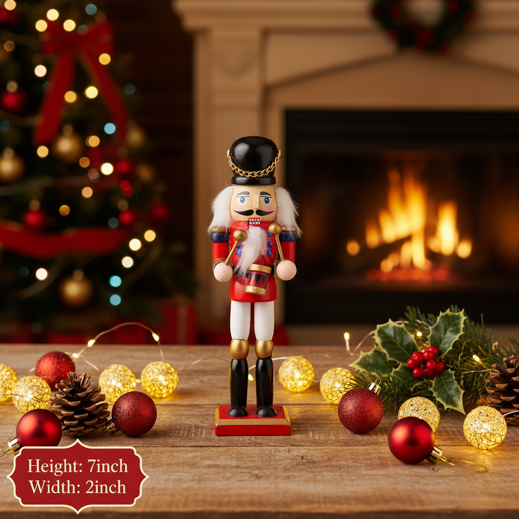 Nutcracker Drummer Red 7inch X 2inch 1pc Box