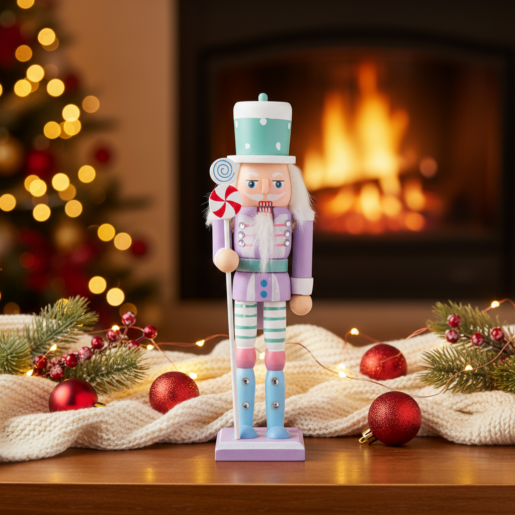 Nutcracker Soldier Ornament Pastel Purple 7inch X 2inch 1pc Box