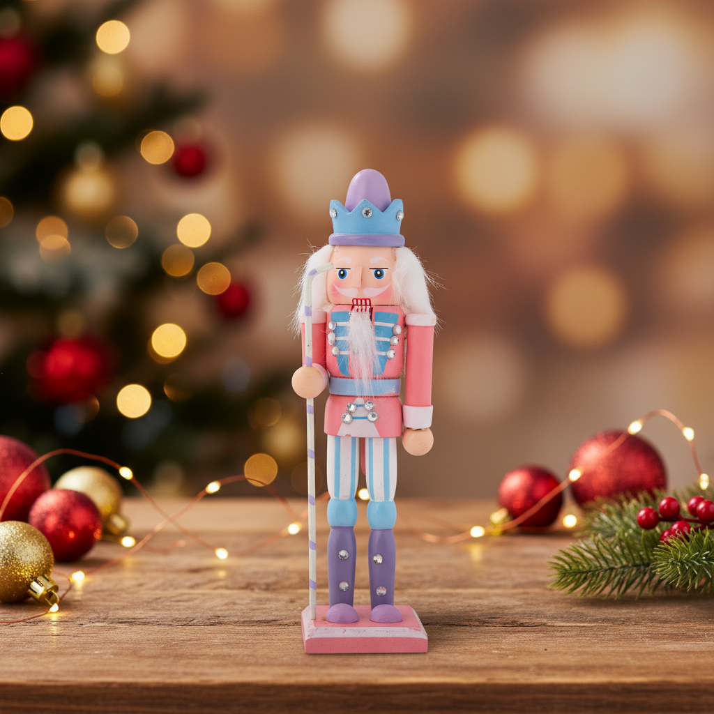 Nutcracker Soldier Ornament Pastel Pink 7inch X 2inch 1pc Box