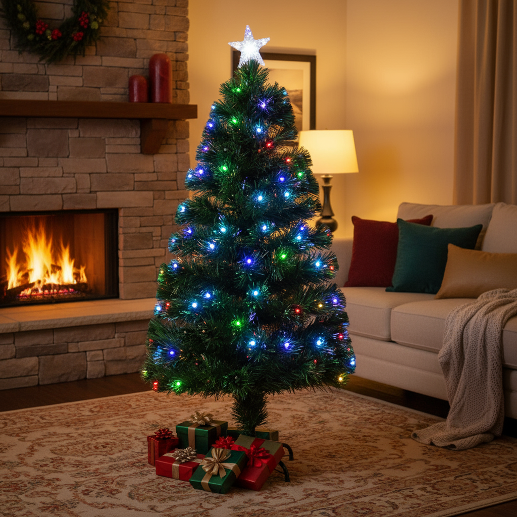 Christmas LED Fibre Optic Tree with Colour Changing Lights & Star 180 Branches 5 Ft (150cm) 1pc