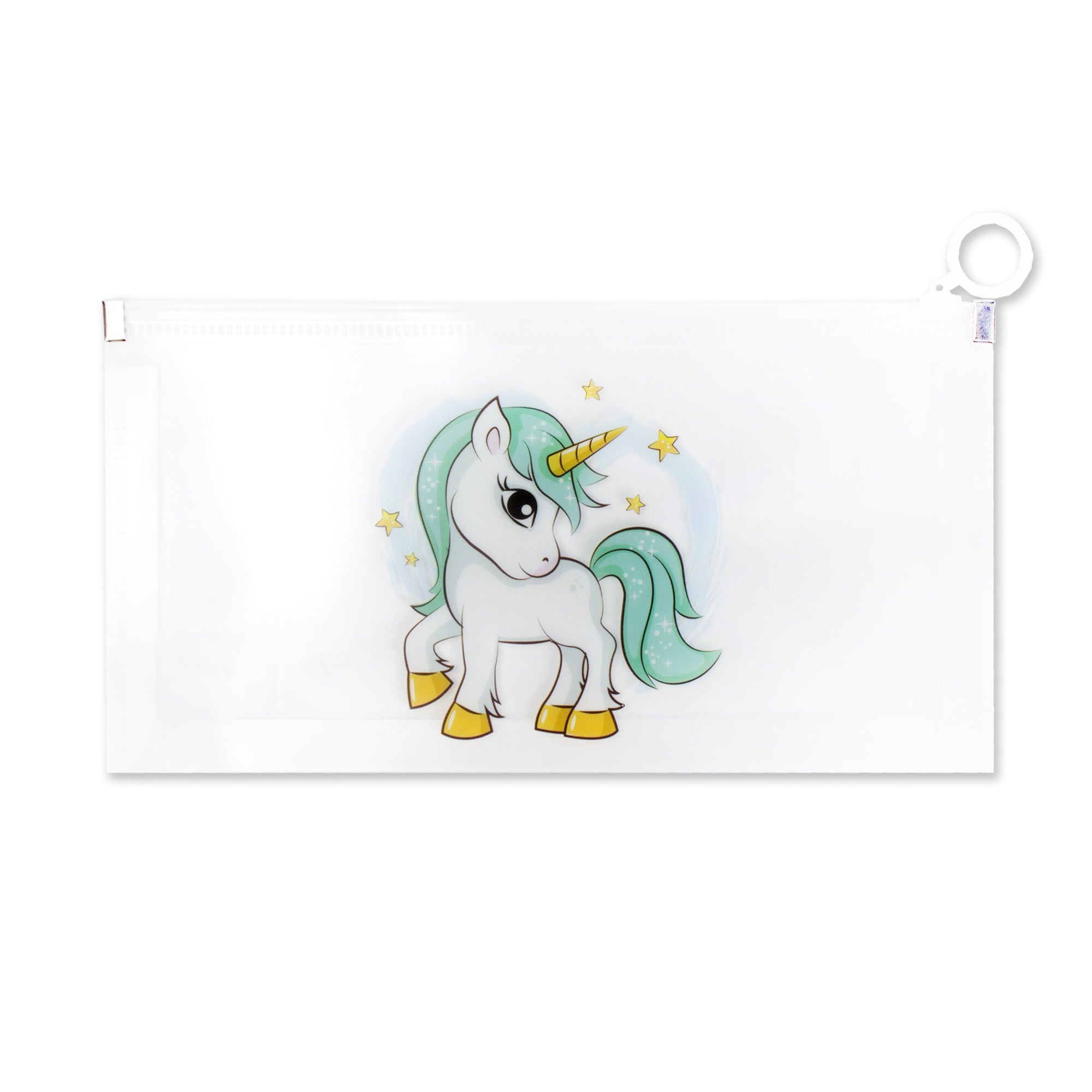 Multipurpose PVC Zip Lock Pouch Transparent Unicorn Green A6 1pc