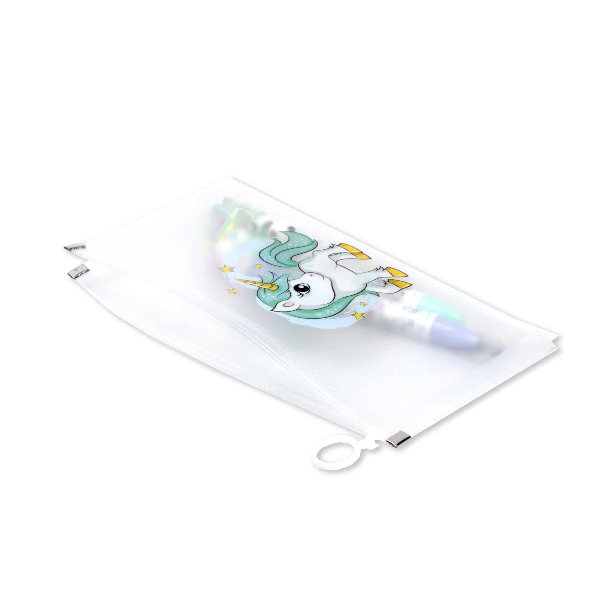 Multipurpose PVC Zip Lock Pouch Transparent Unicorn Green A6 1pc