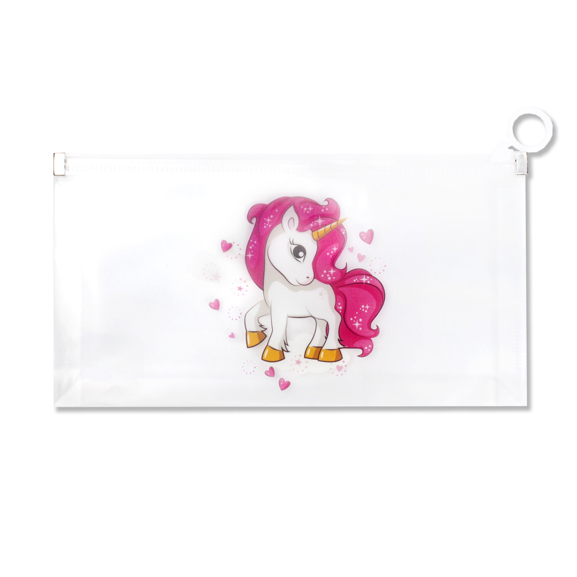 Multipurpose PVC Zip Lock Pouch Transparent Unicorn Red A6 1pc