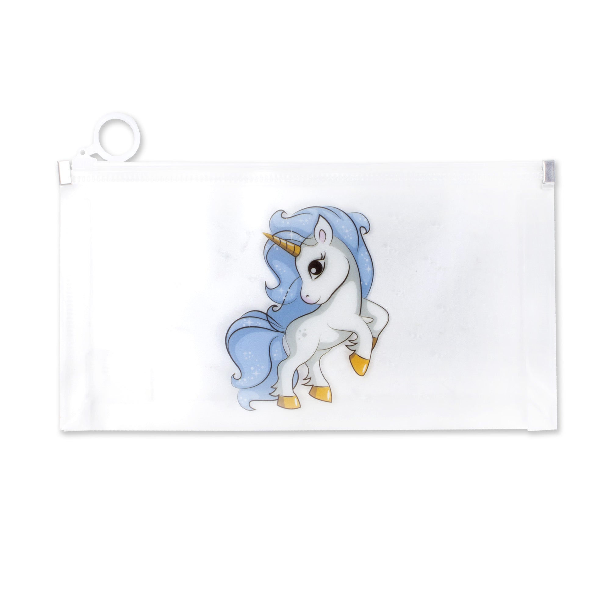 Multipurpose PVC Zip Lock Pouch Transparent Unicorn Blue A6 1pc