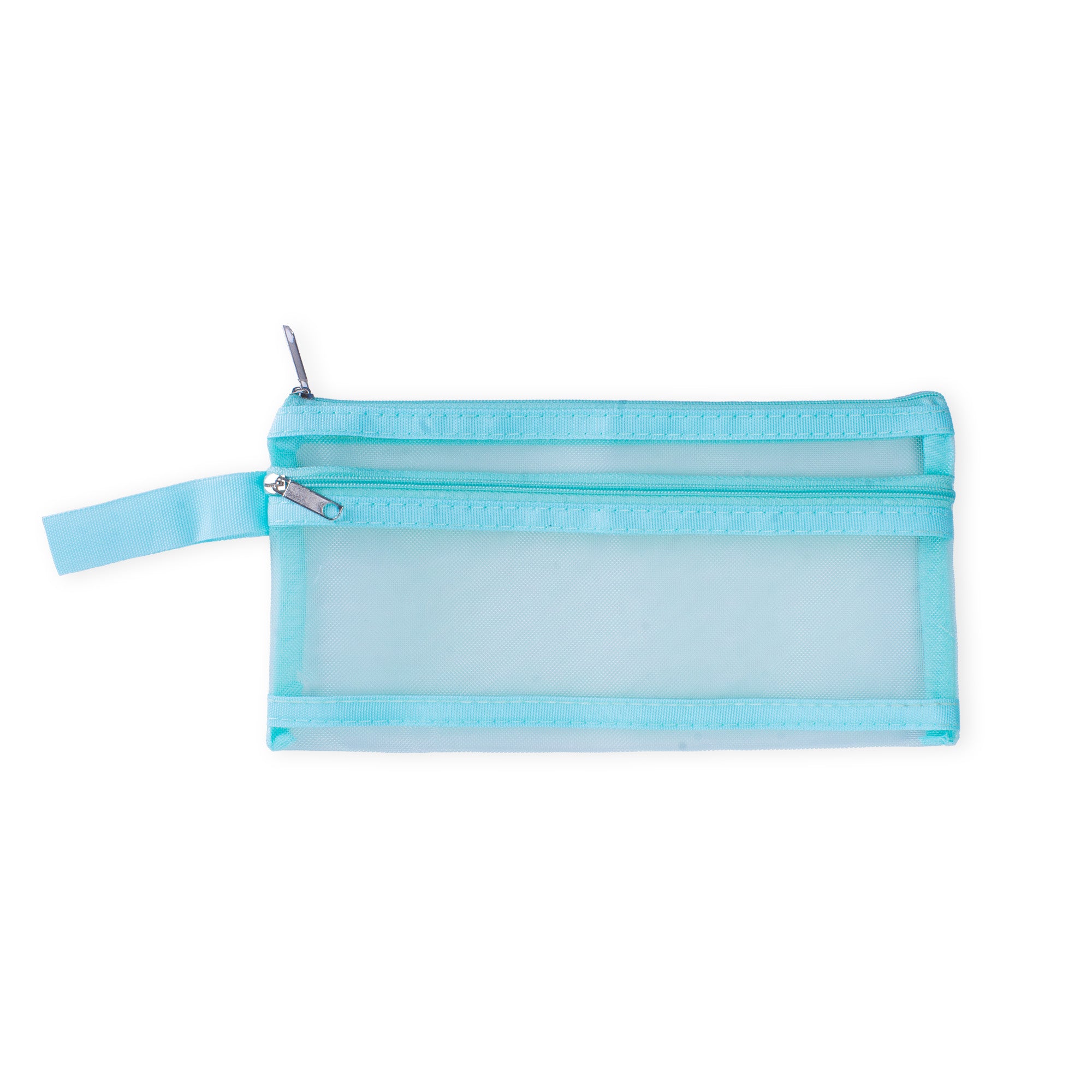 Mesh Pouch with Double Zip Blue A6 1pc