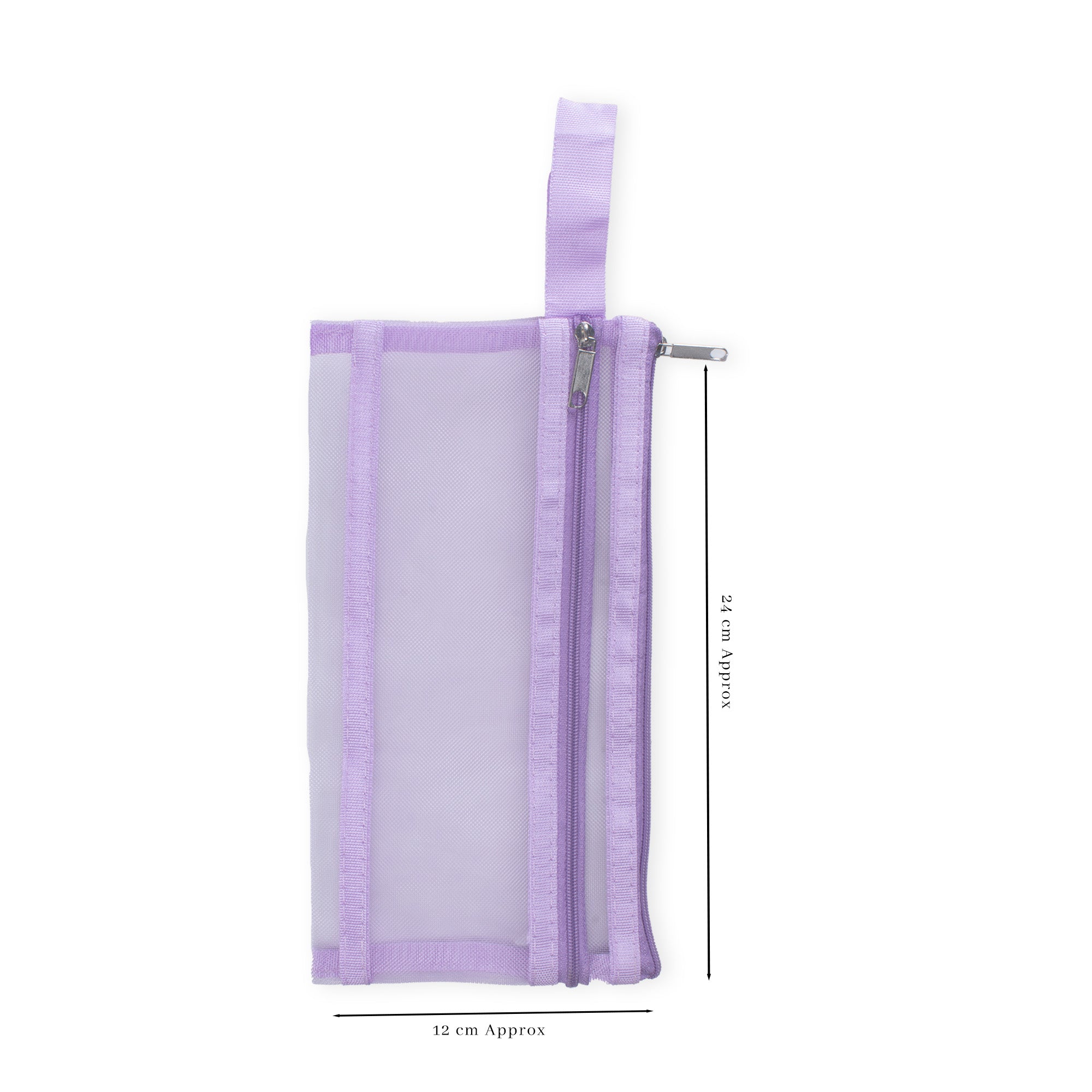 Mesh Pouch with Double Zip Purple A6 1pc