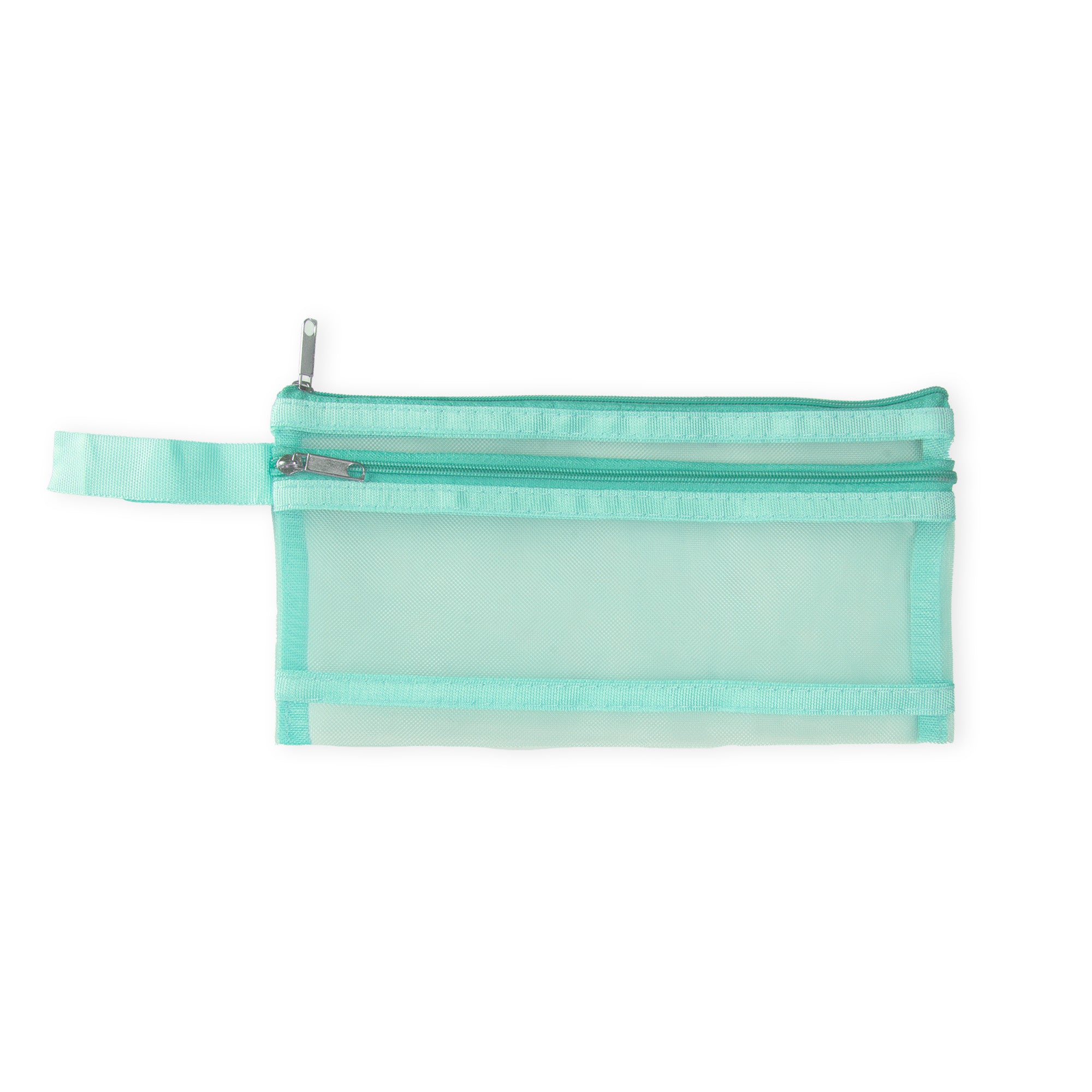 Mesh Pouch with Double Zip Teal A6 1pc
