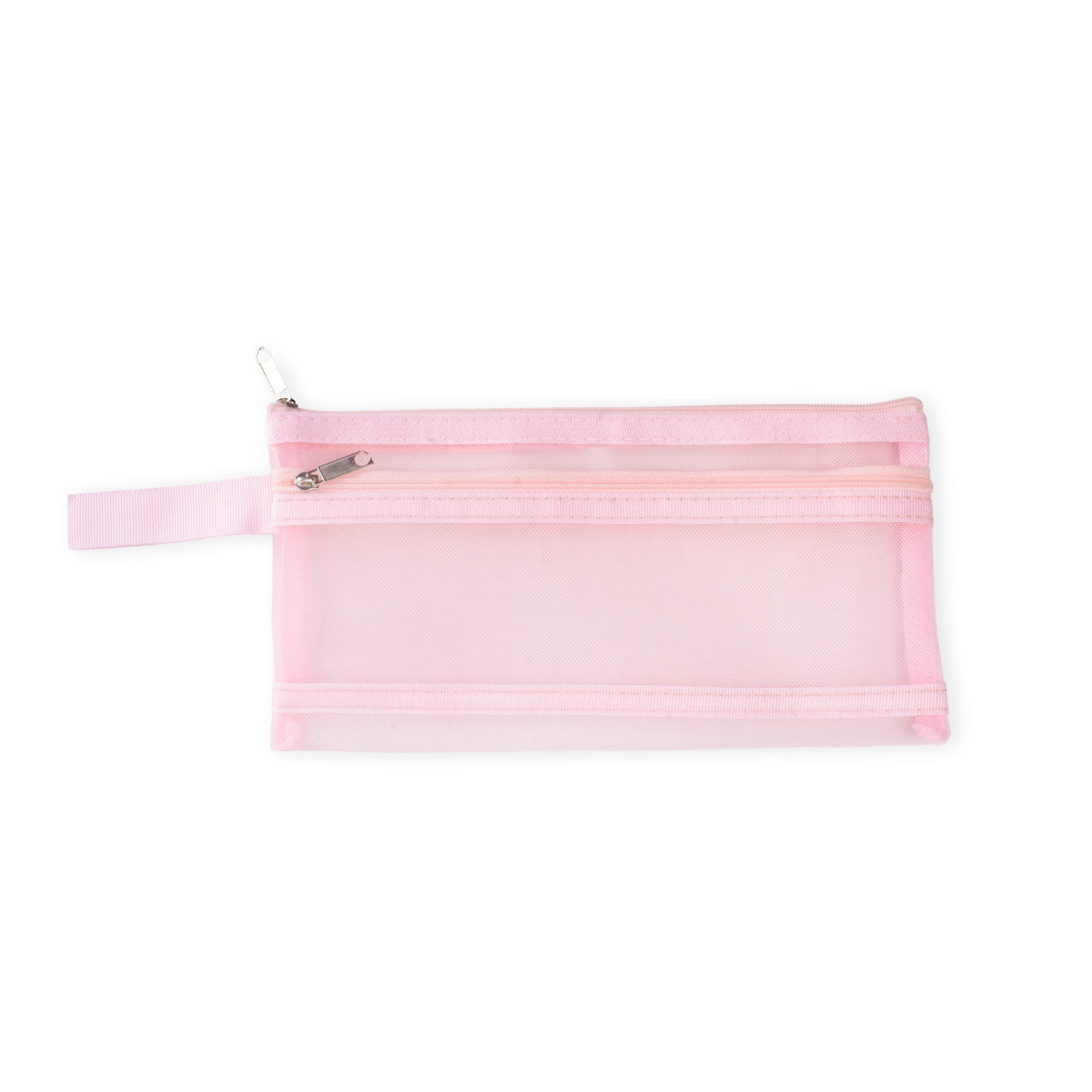 Mesh Pouch with Double Zip Pink A6 1pc