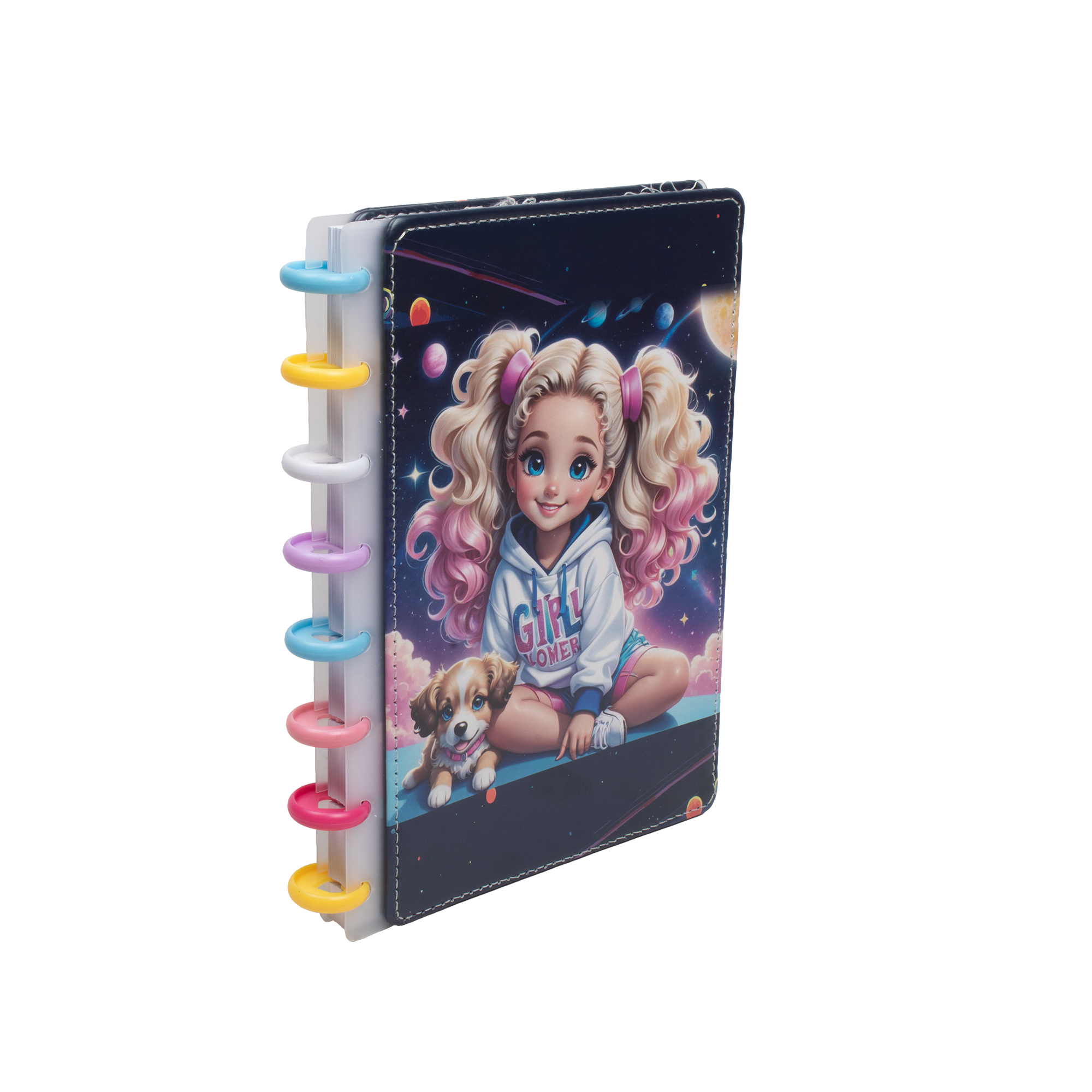 Disc-bound Ruled notebook Girl And Pup A5 160Pages 1Book