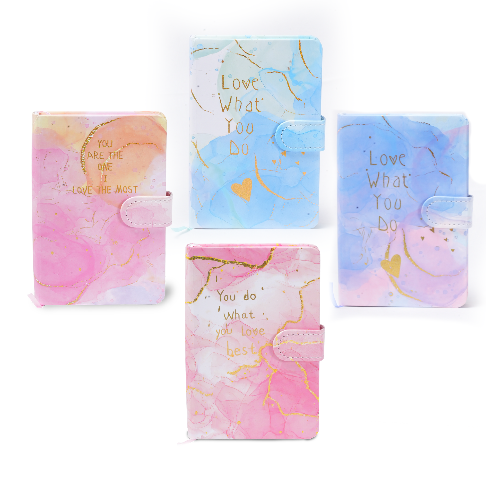 Hardbound Ruled Edge Printed Notebook With Magnetic Closure Love What You Do - Aqua Sky A6 224 Pages 1Book