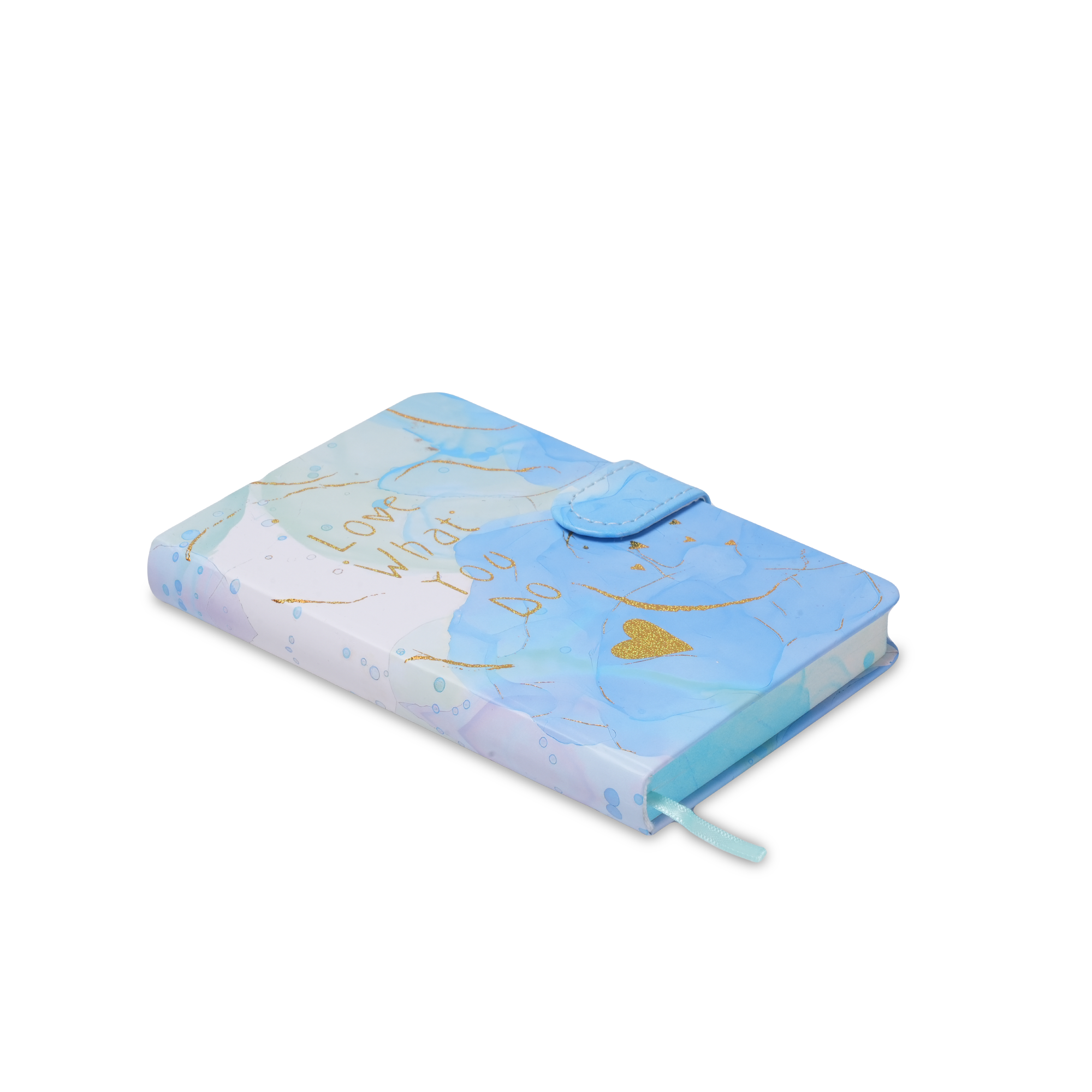 Hardbound Ruled Edge Printed Notebook With Magnetic Closure Love What You Do - Aqua Sky A6 224 Pages 1Book