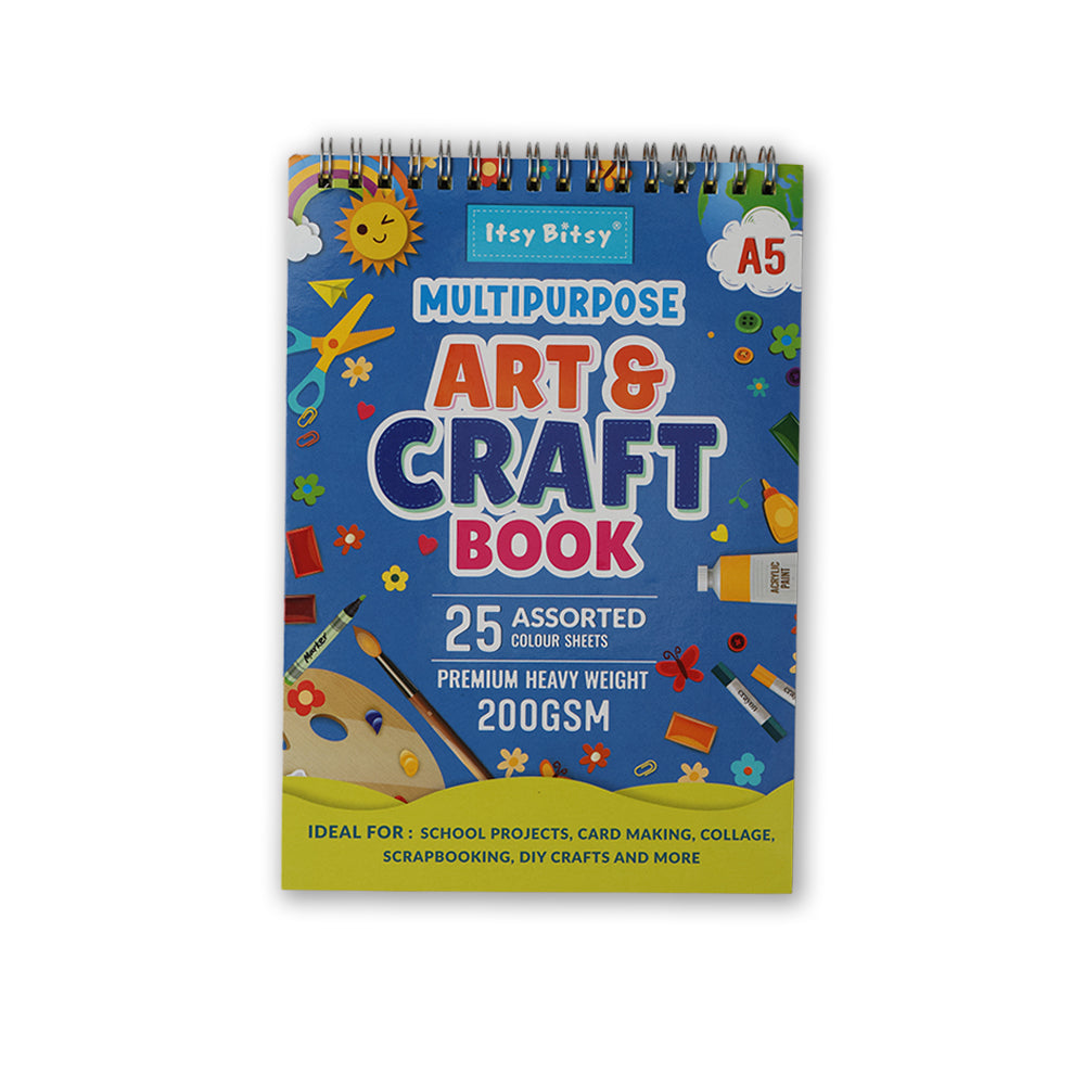 Multipurpose Art & Craft Book Spiral Bound Assorted Cardstock A5 220Gsm 25Sheets