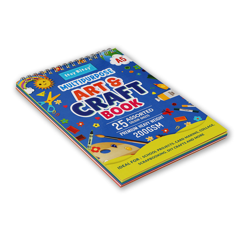 Multipurpose Art & Craft Book Spiral Bound Assorted Cardstock A5 220Gsm 25Sheets