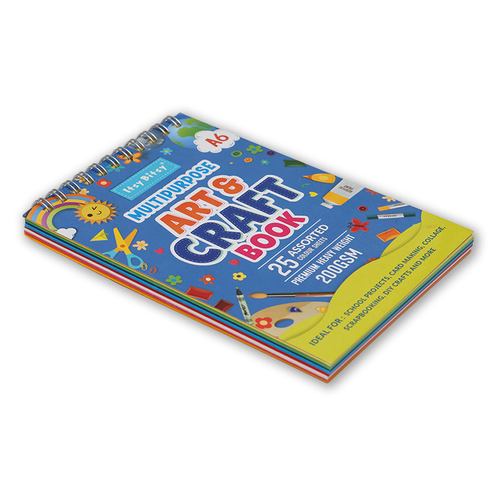 Multipurpose Art & Craft Book Spiral Bound Assorted Cardstock A6 220Gsm 25Sheets