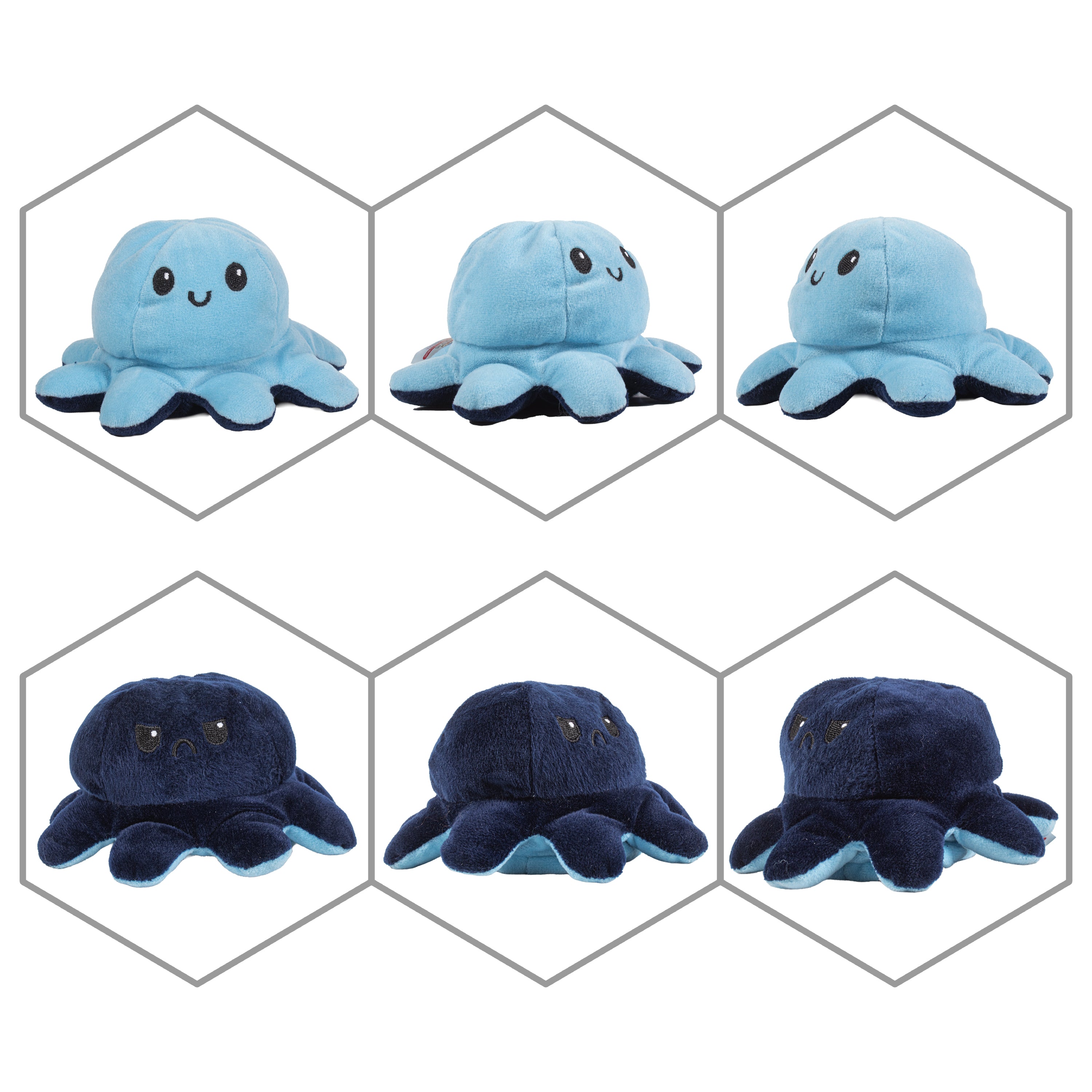 Soft Toy Reversible Octopus Light Blue & Dark Blue 5.9inch 1 pc