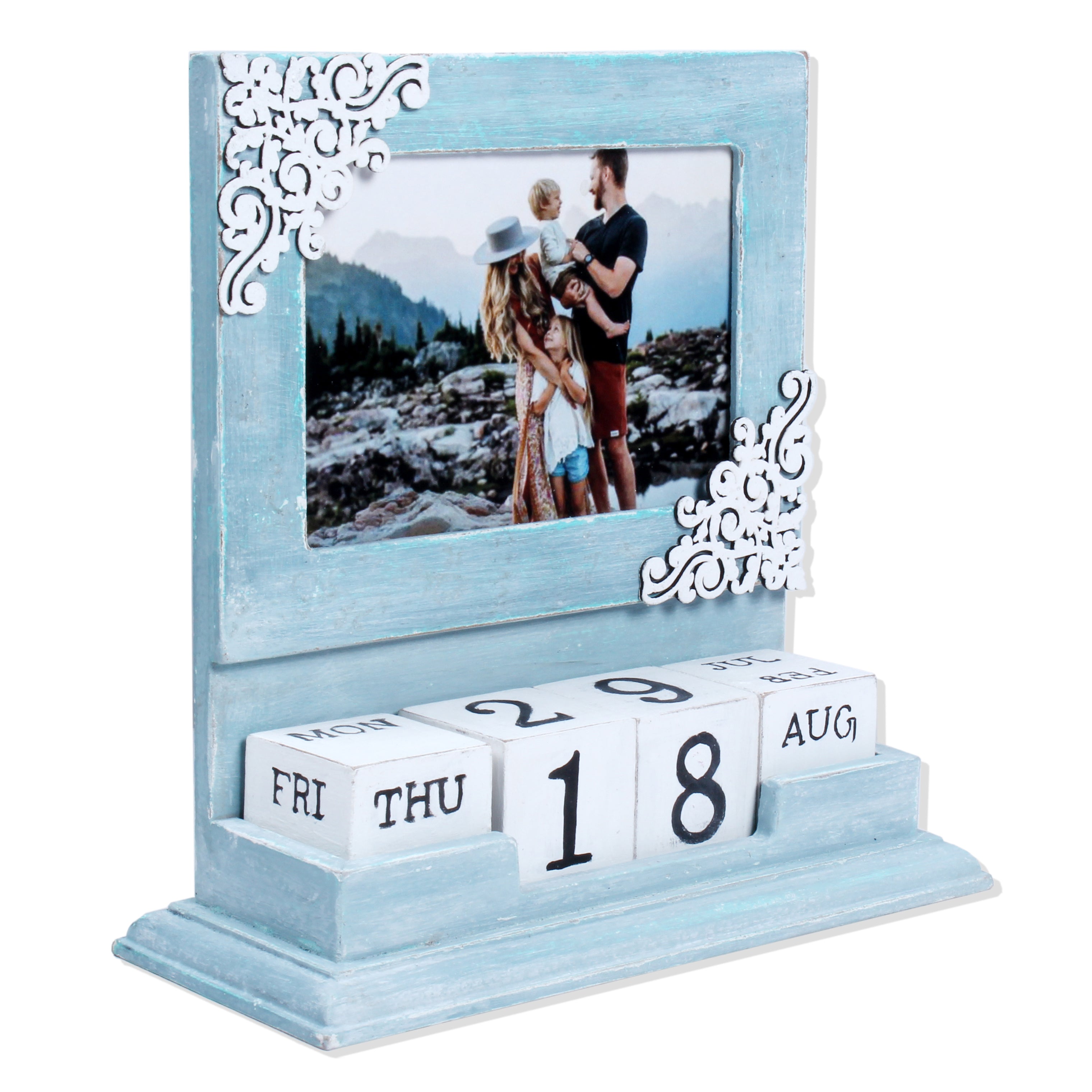 MDF Table Photo Frame with Calendar L7.2 X W7.2inch 1pc