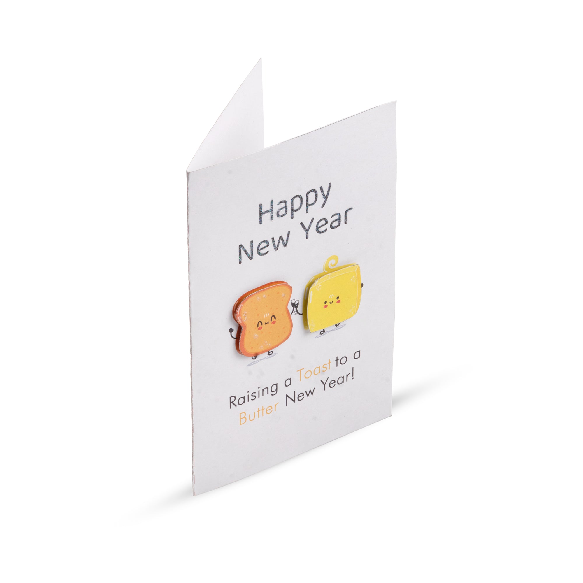 Greeting Card & Envelope Raising a Toast to a Butter New Year! 4 X 6inch