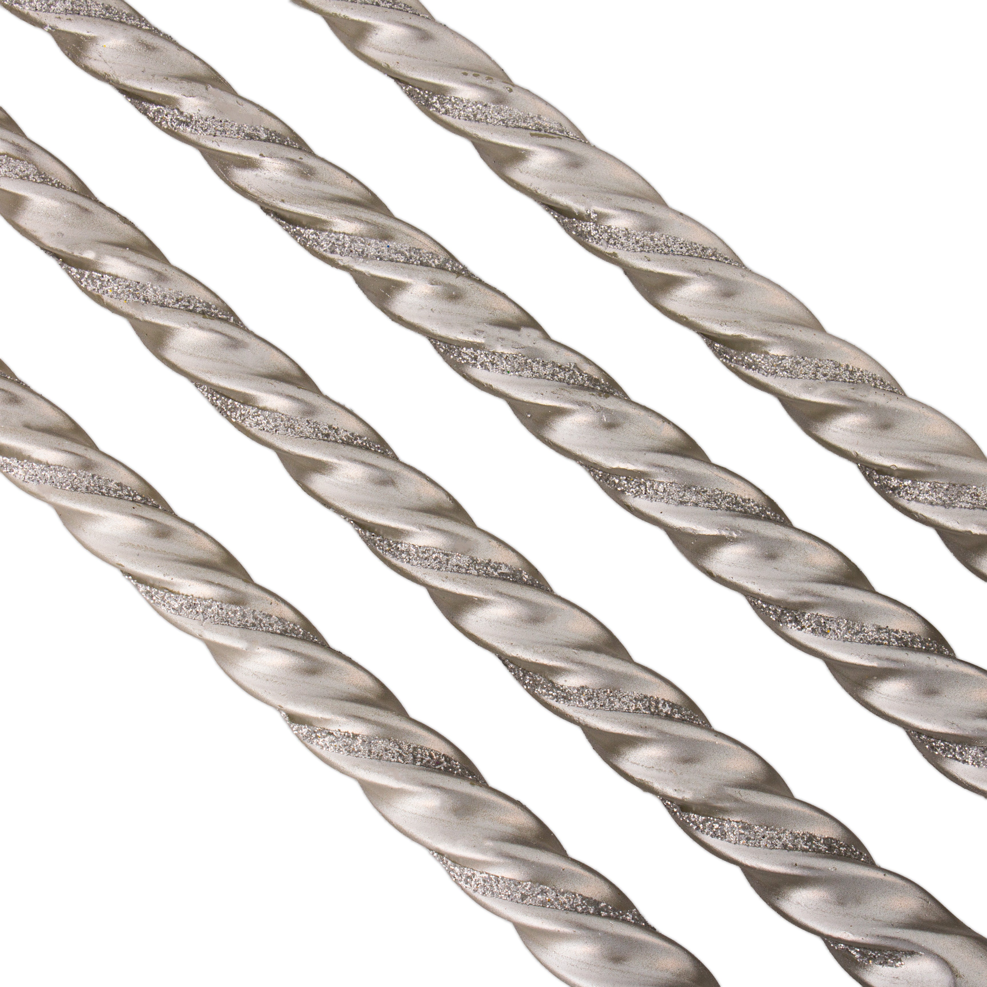 Spiral Glitter Candle Silver 10inch 4pcs Box