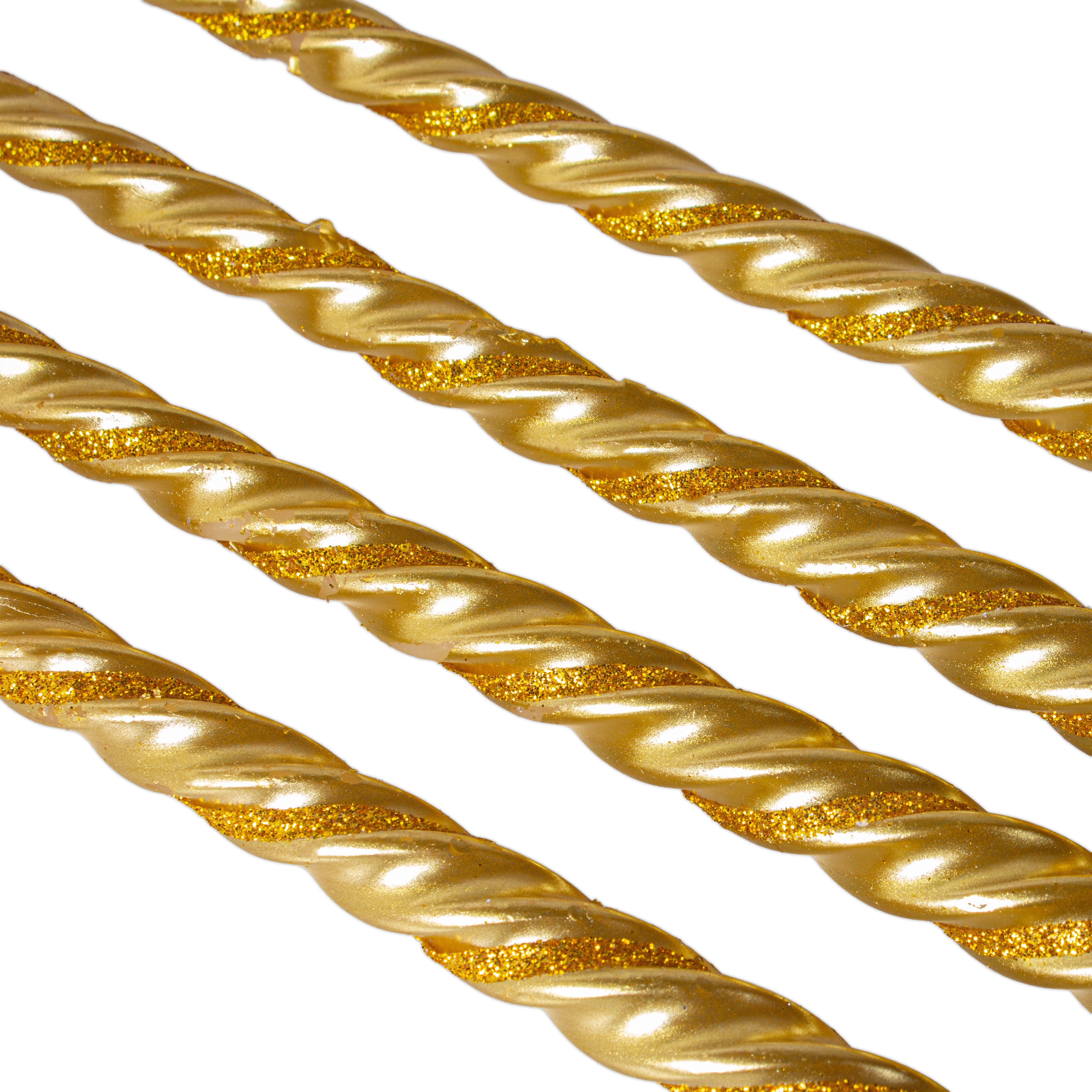 Spiral Glitter Candle Gold 10inch 4pcs Box