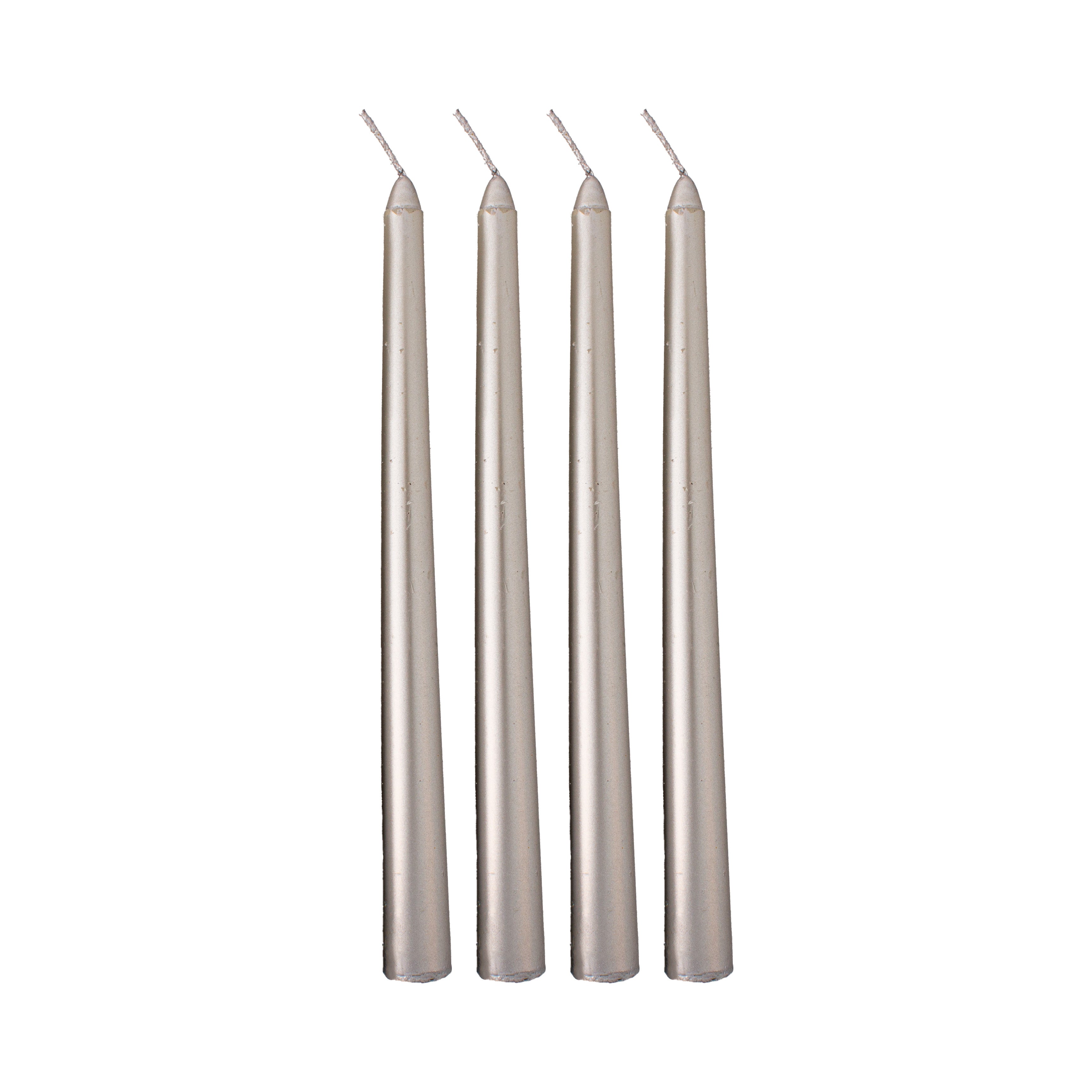 Metallic Round Candle Silver 10inch 4pcs Box