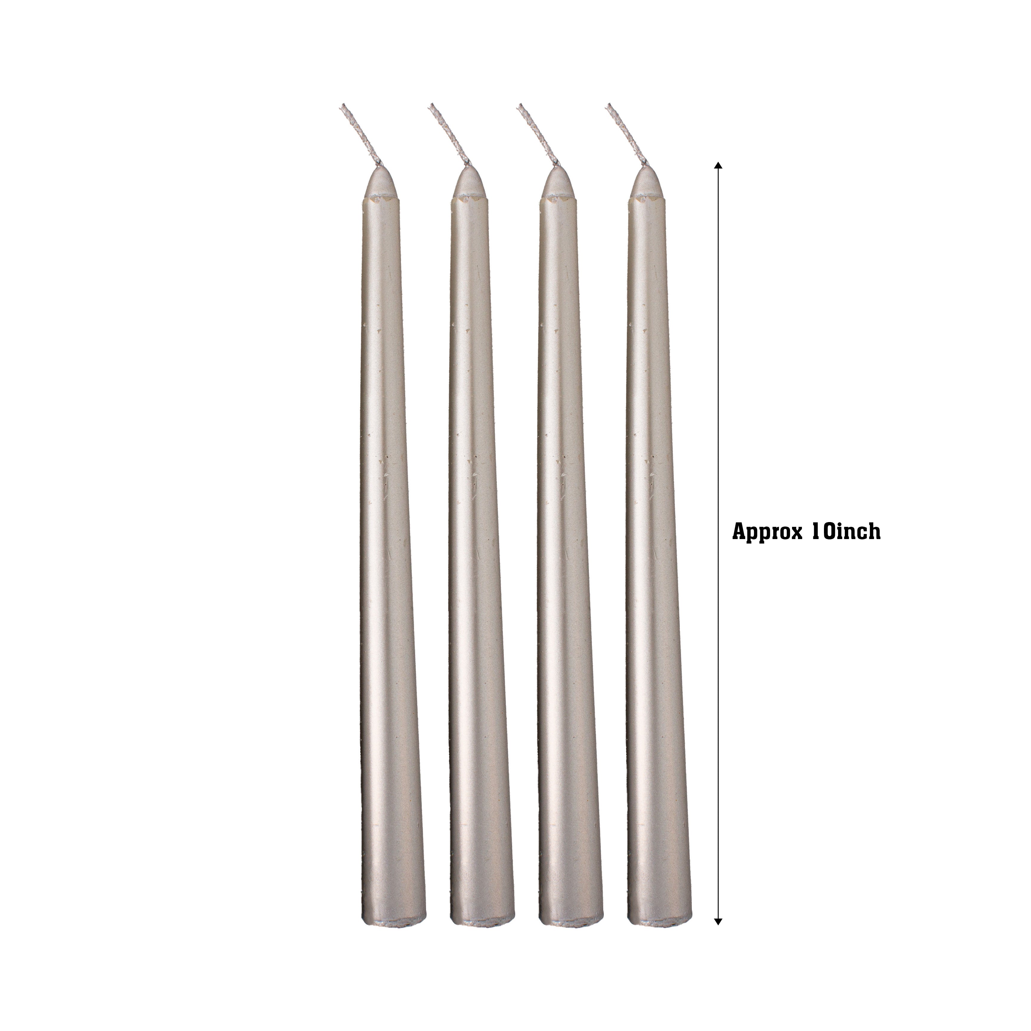 Metallic Round Candle Silver 10inch 4pcs Box