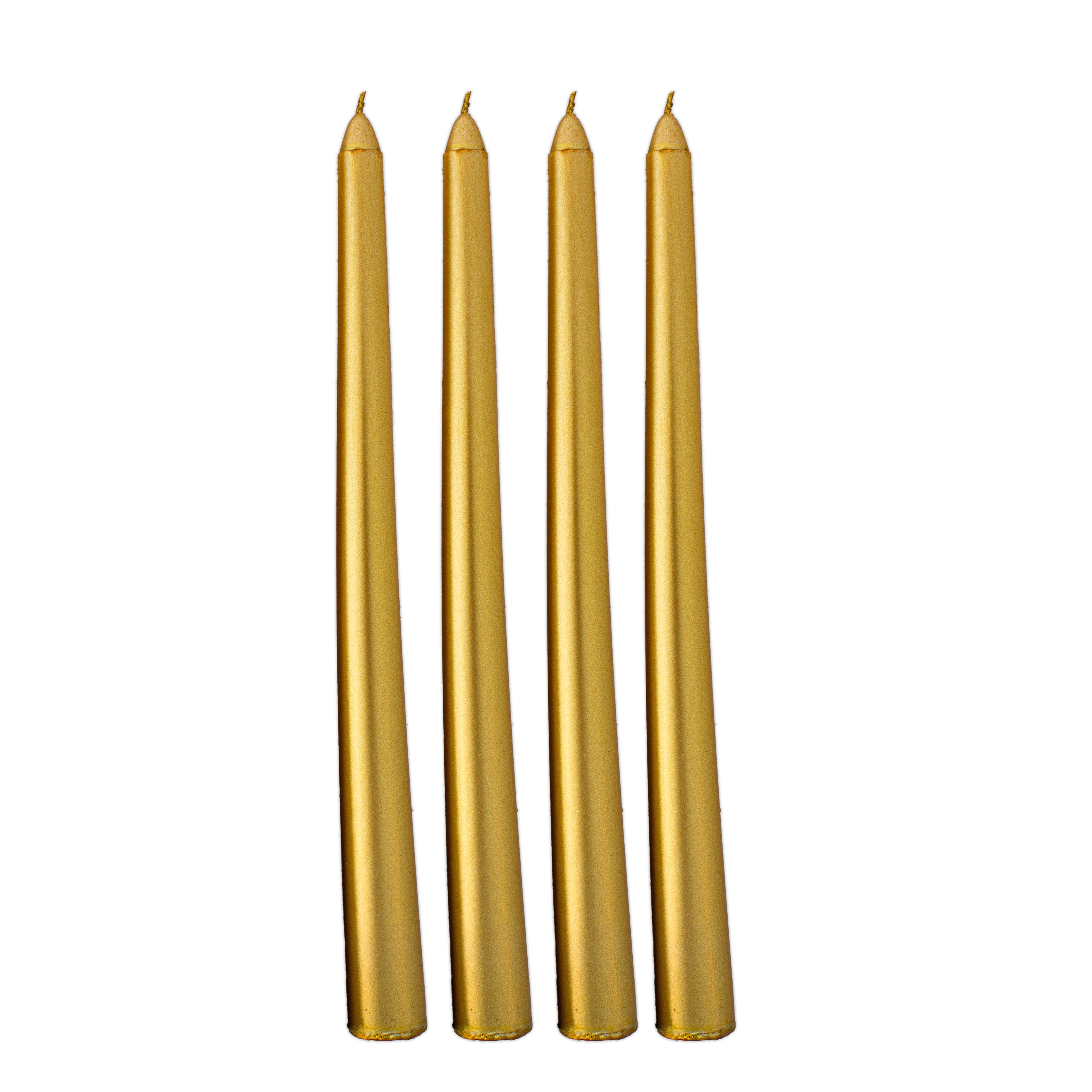 Metallic Round Candle Gold 10inch 4pcs Box