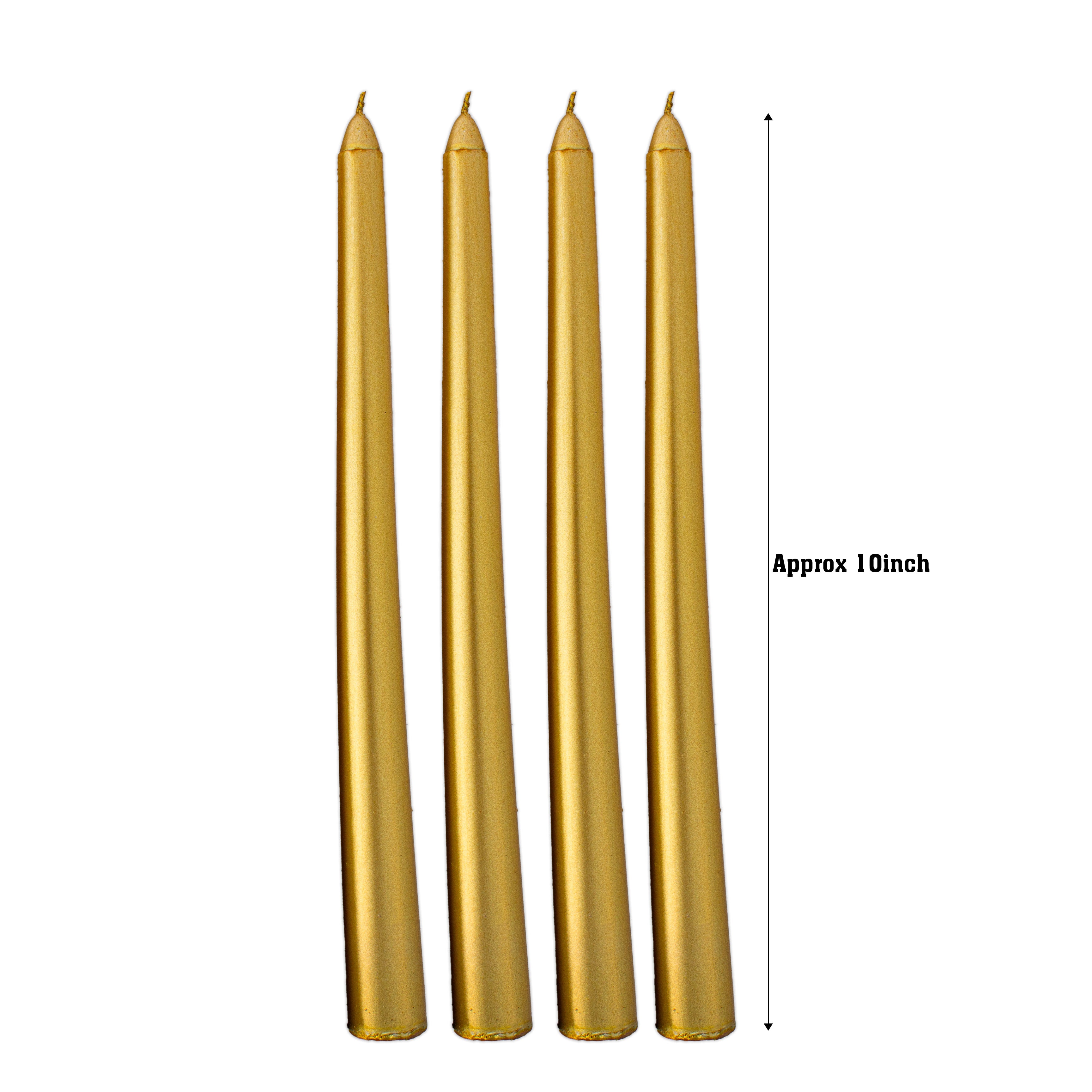 Metallic Round Candle Gold 10inch 4pcs Box
