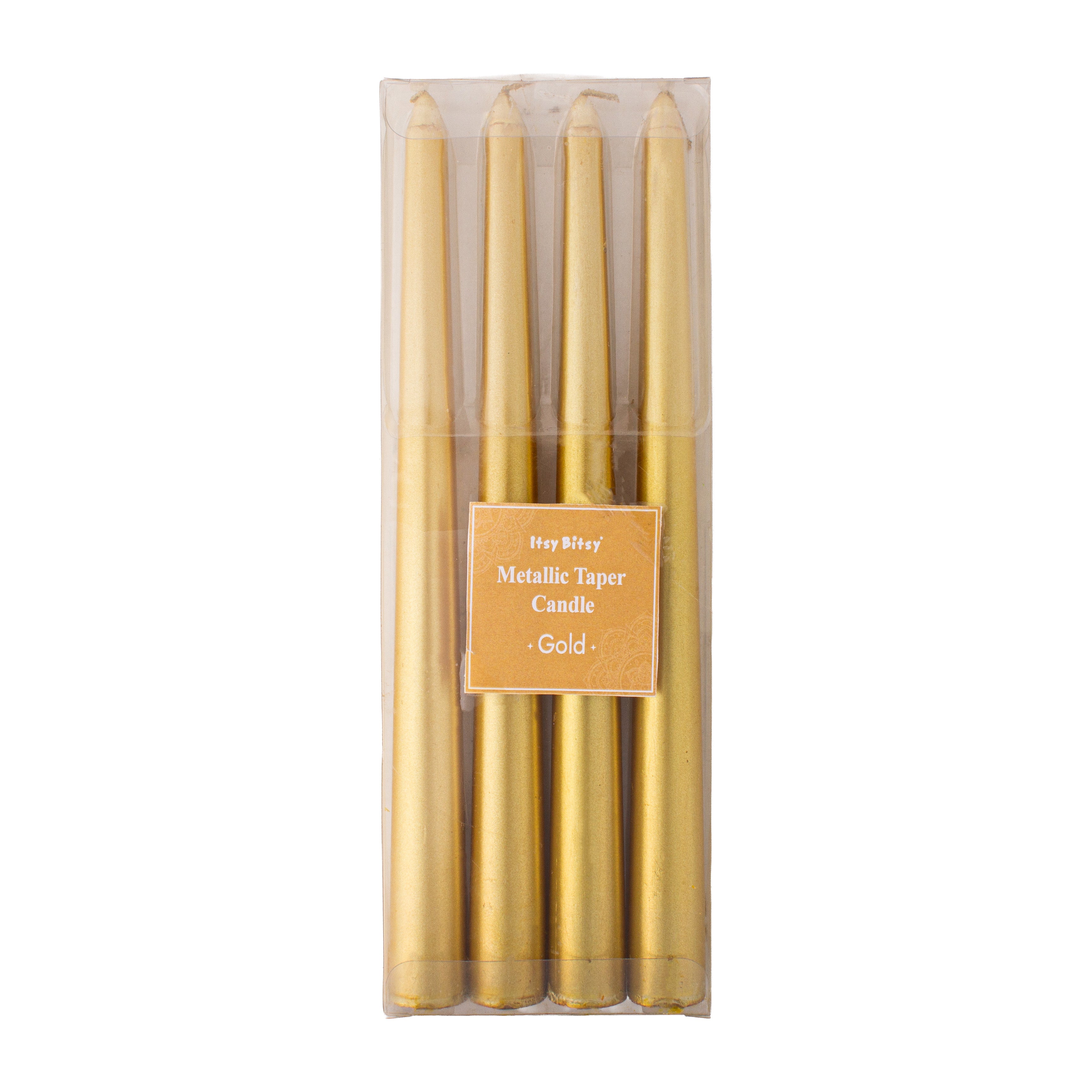 Metallic Round Candle Gold 10inch 4pcs Box