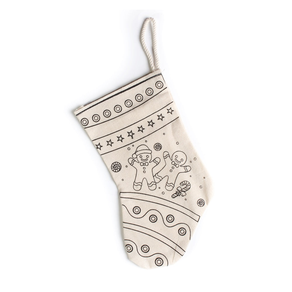 DIY Pre-Printed Stocking Painting Kit Gingerbread Man Approx L24.9 X W13.4cm 1pc