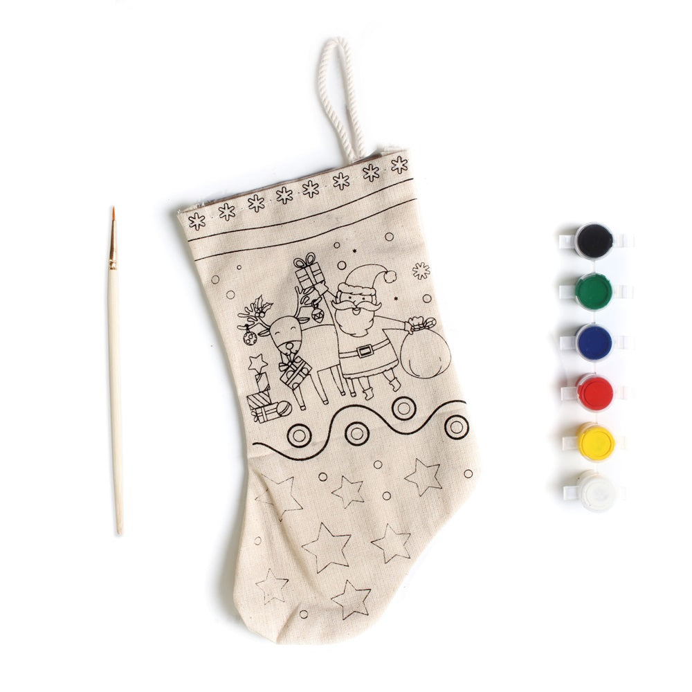 DIY Pre-Printed Stocking Painting Kit Santa Celebration Approx L24.9 X W13.4cm 1pc