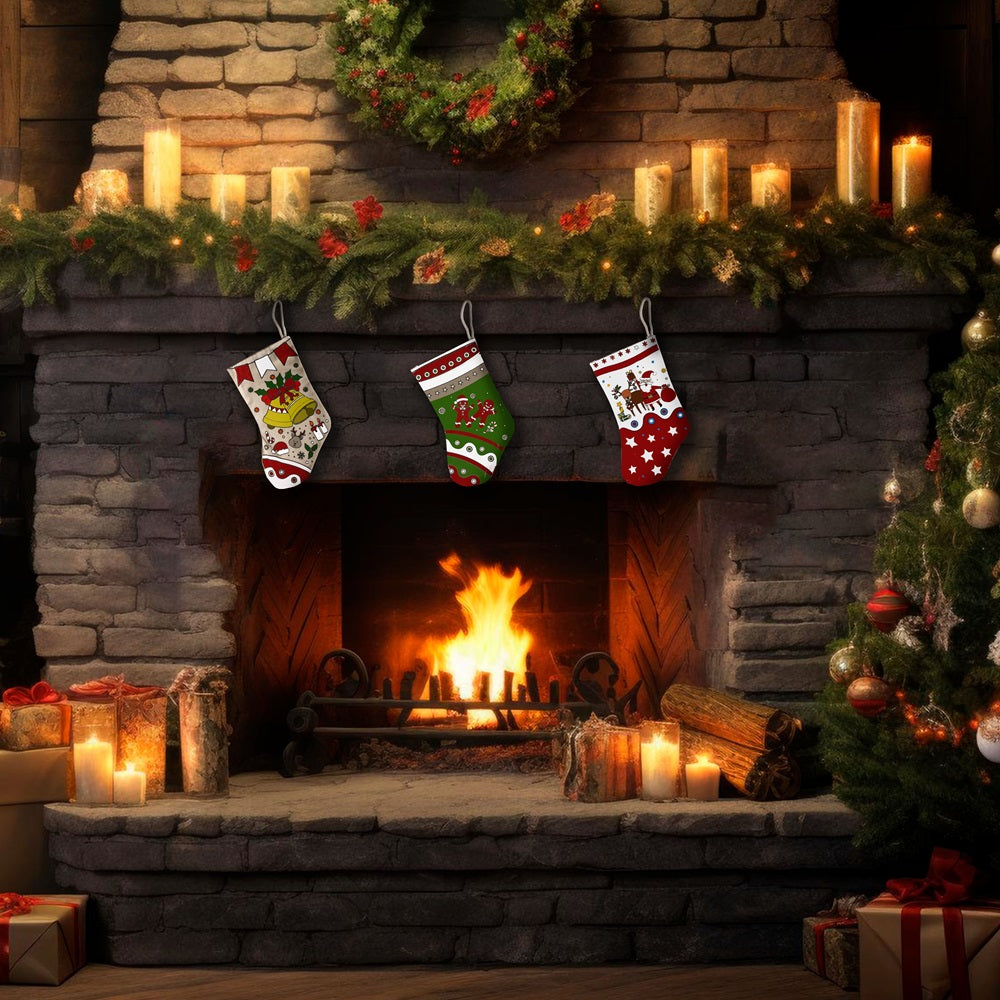 DIY Pre-Printed Stocking Painting Kit Santa Celebration Approx L24.9 X W13.4cm 1pc
