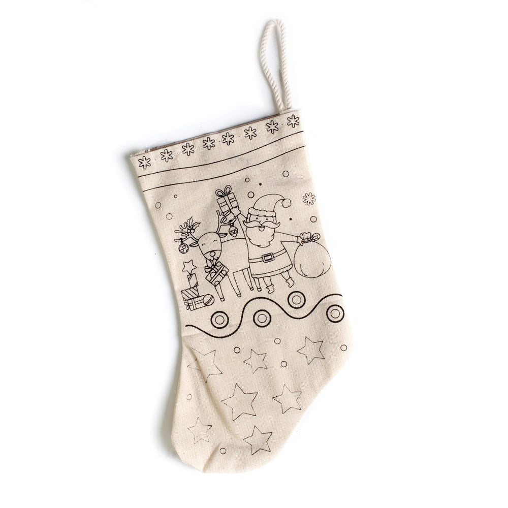 DIY Pre-Printed Stocking Painting Kit Santa Celebration Approx L24.9 X W13.4cm 1pc