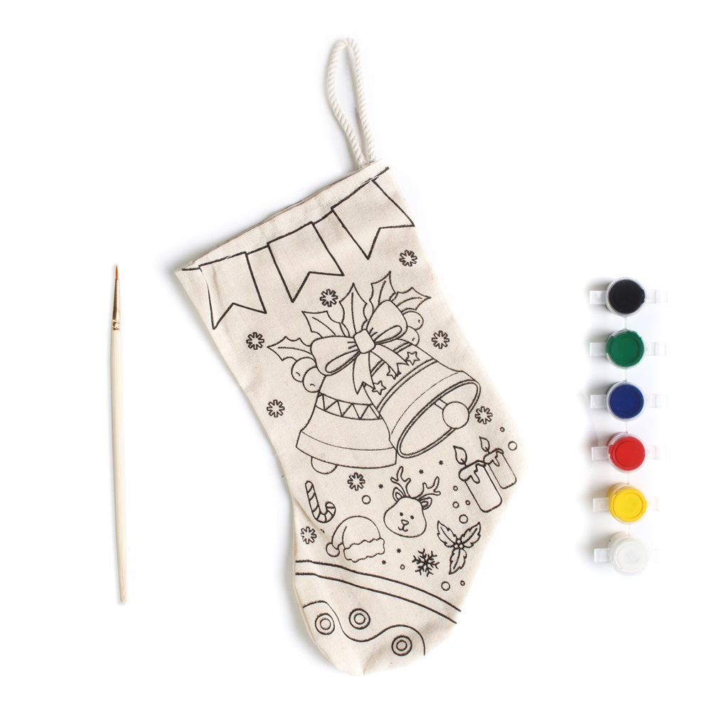DIY Pre-Printed Stocking Painting Kit Christmas Bells Approx L24.9 X W13.4cm 1pc